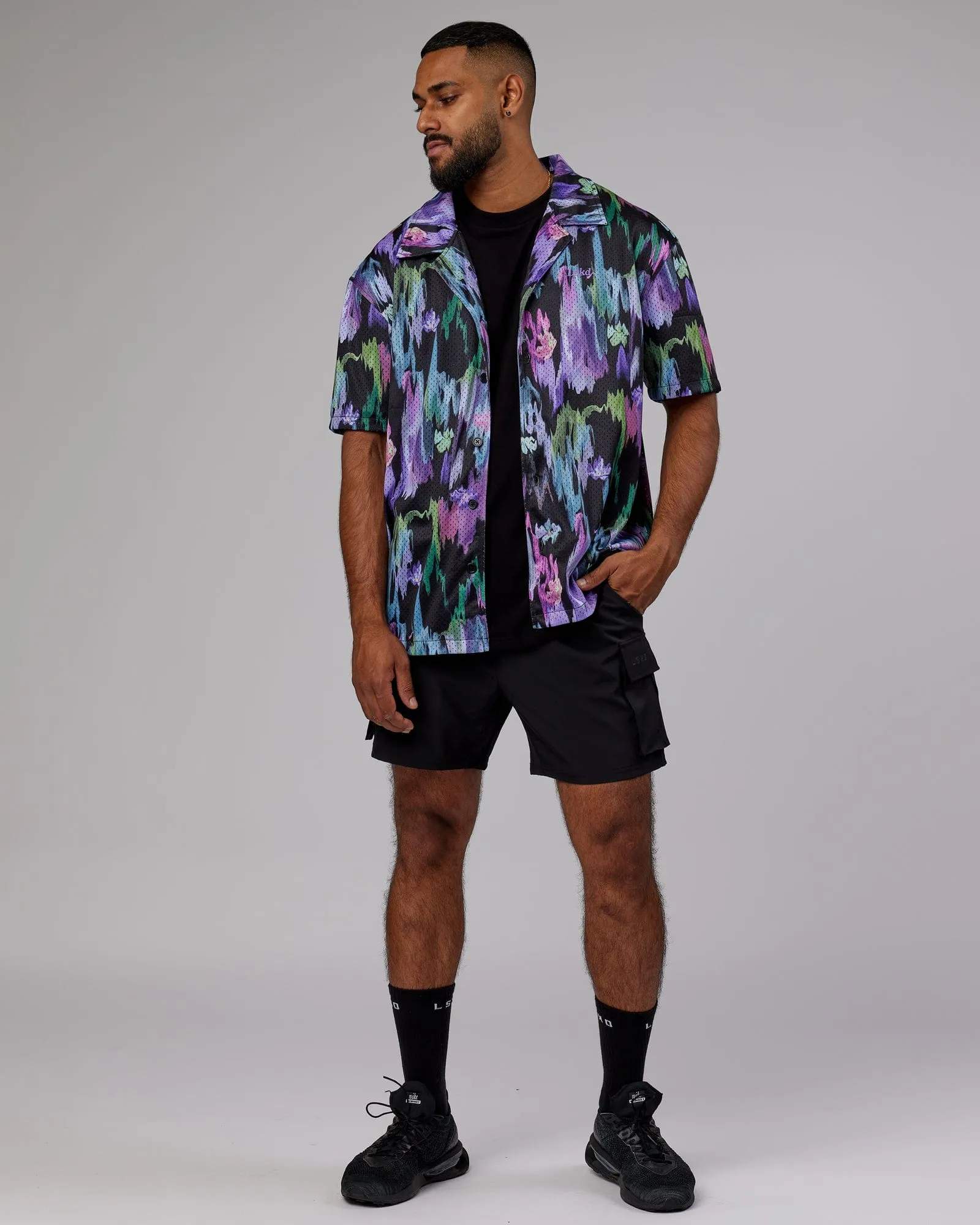 Expression Short Sleeve Mesh Shirt - Hyper Floral Black sold by LSKD product image thumbnail 2