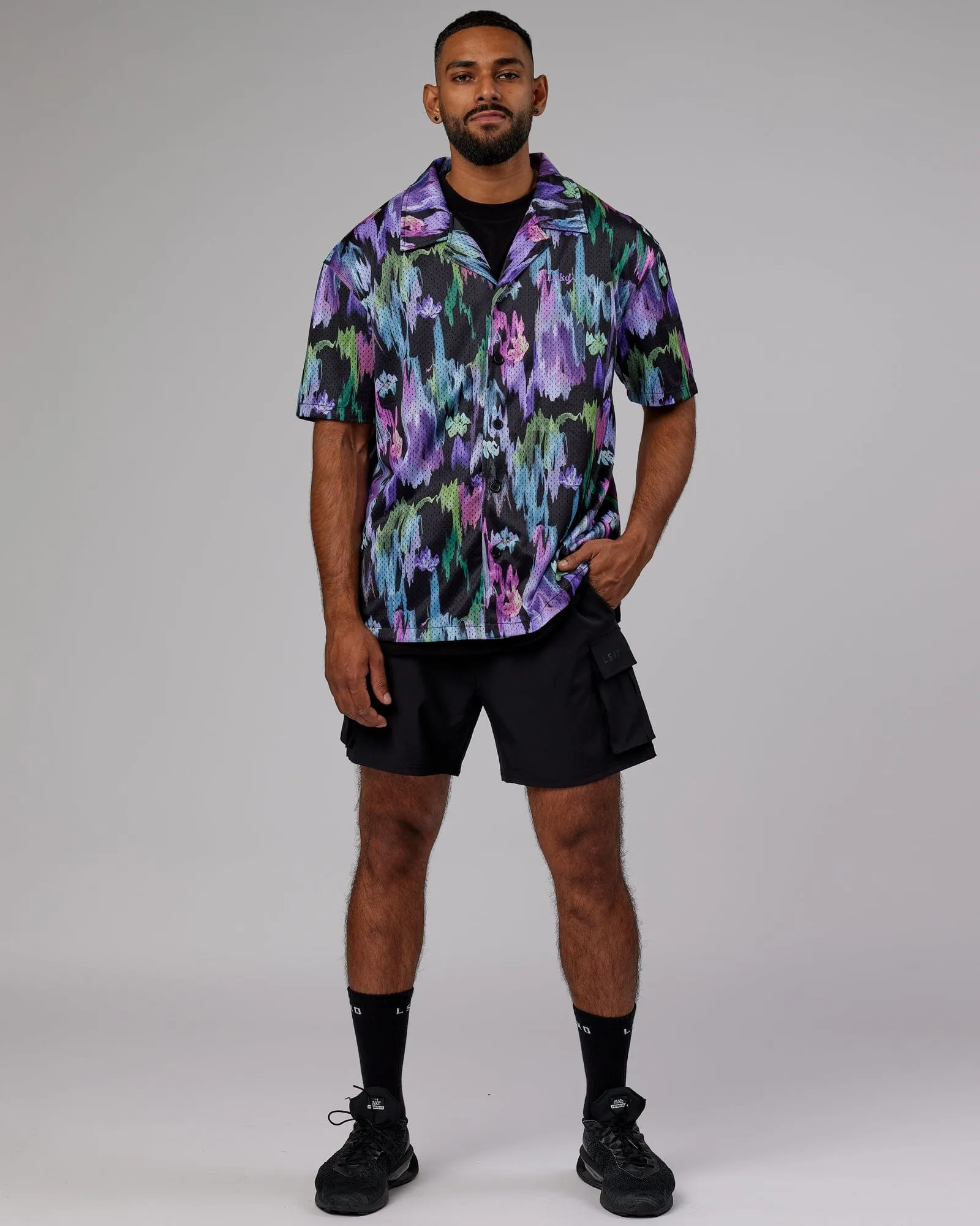 Expression Short Sleeve Mesh Shirt - Hyper Floral Black sold by LSKD product image thumbnail 4