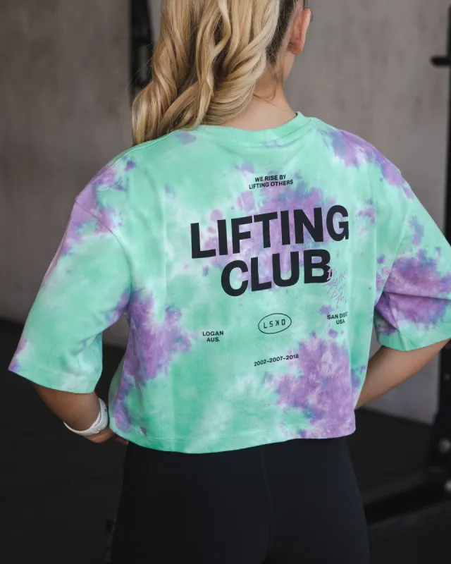 Lifting Club Cropped Heavyweight Tee - Cockatoo-Tie Dye sold by LSKD