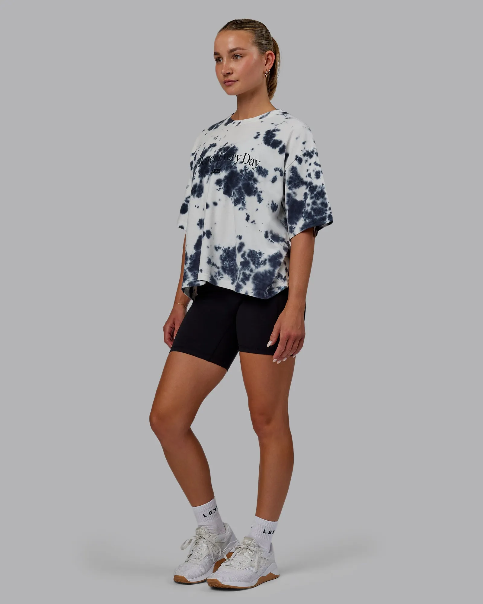 1% Better Heavyweight Cropped Tee - White-Black-Tiedye sold by LSKD product image thumbnail 4