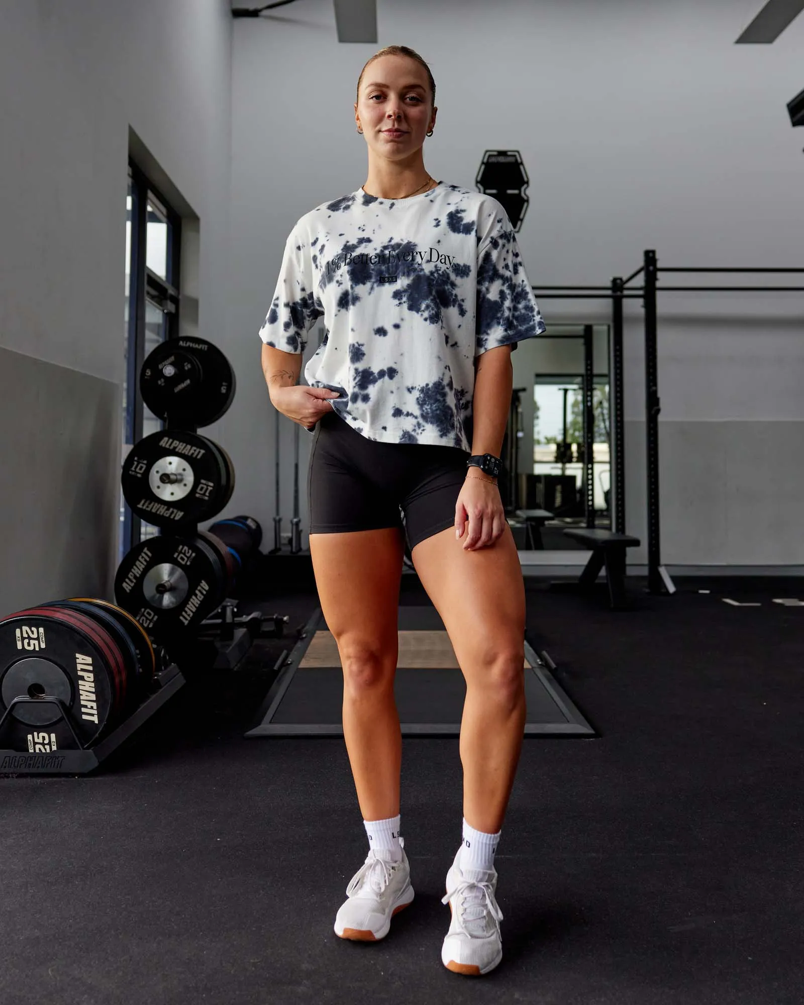 1% Better Heavyweight Cropped Tee - White-Black-Tiedye sold by LSKD product image thumbnail 2
