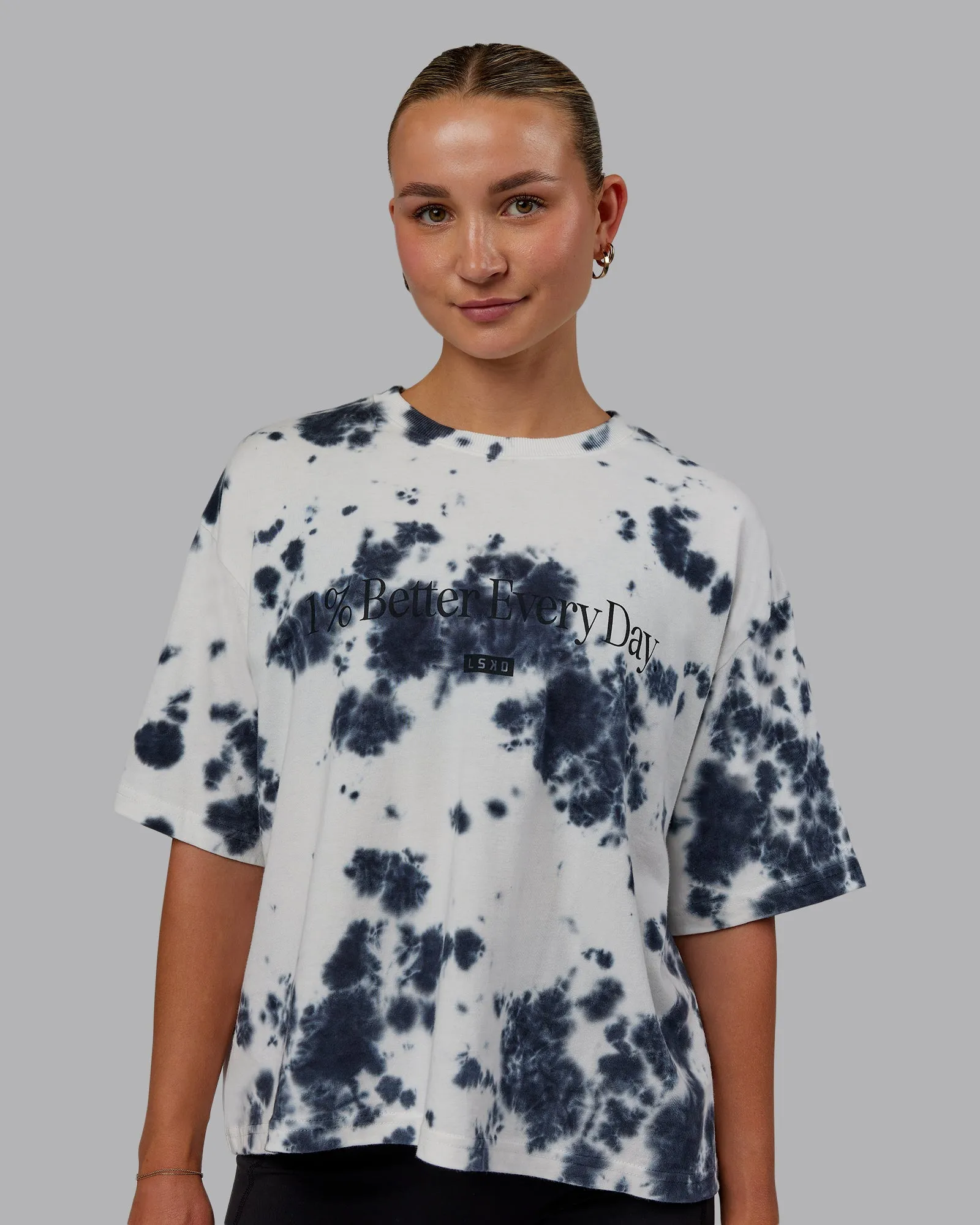 1% Better Heavyweight Cropped Tee - White-Black-Tiedye sold by LSKD