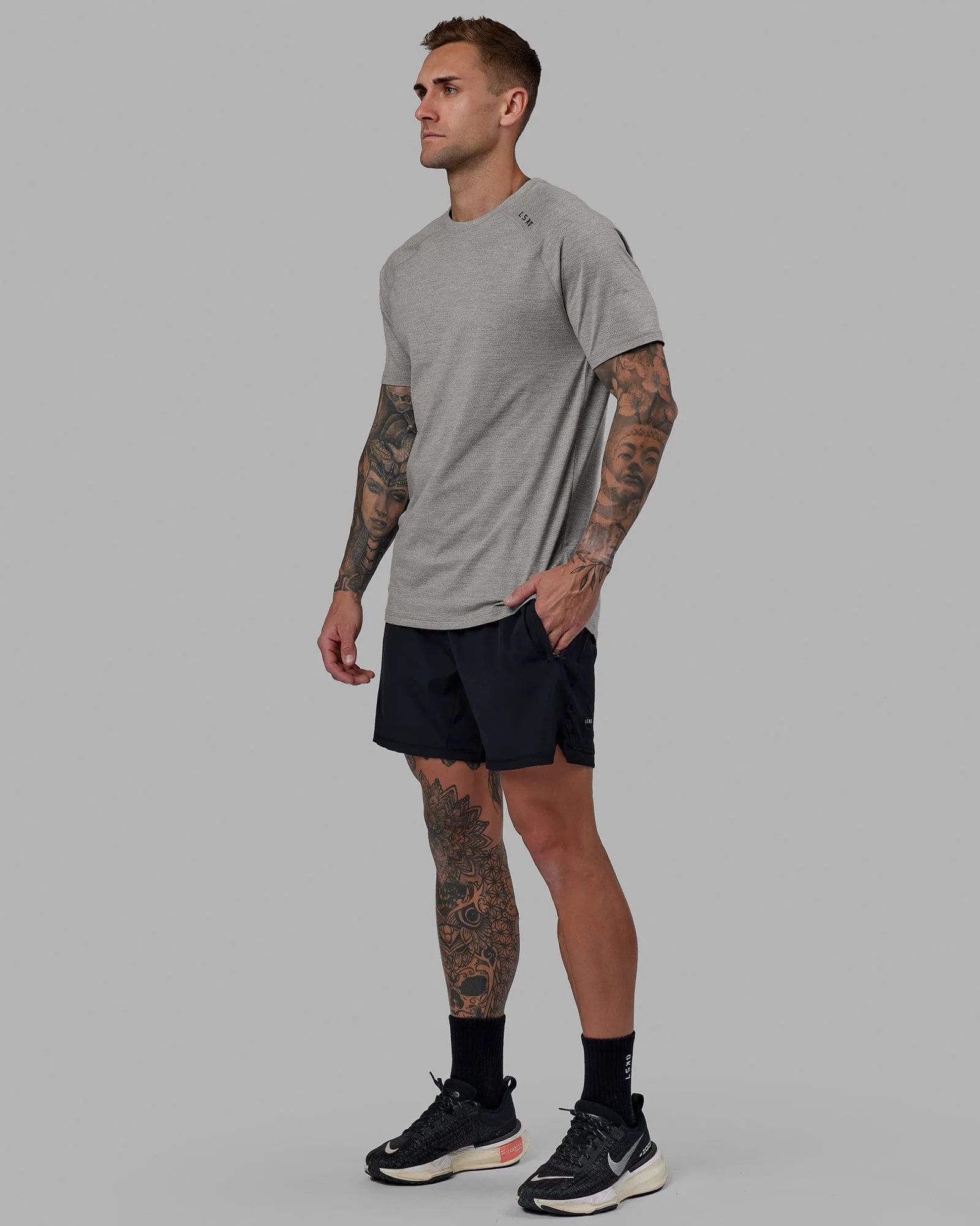 Perform VapourFLX Tee - Lt Grey Marl sold by LSKD product image thumbnail 3