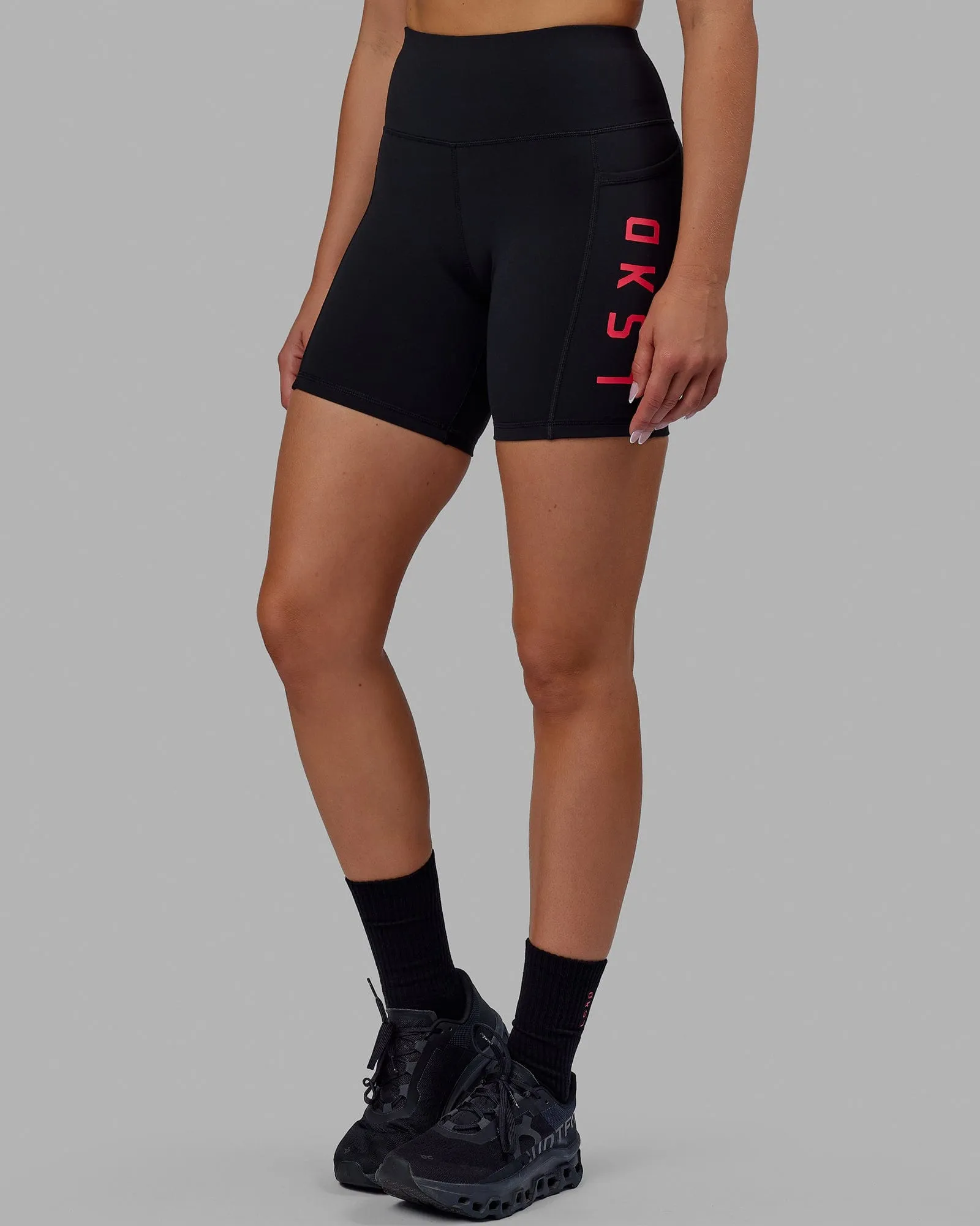 Rep Mid Short Tights - Black-Raspberry sold by LSKD product image thumbnail 5
