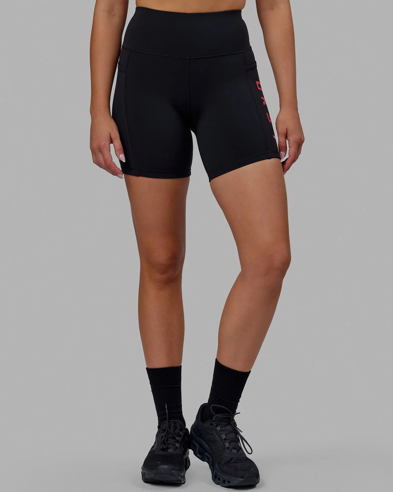 Rep Mid Short Tights - Black-Raspberry sold by LSKD product image thumbnail 3