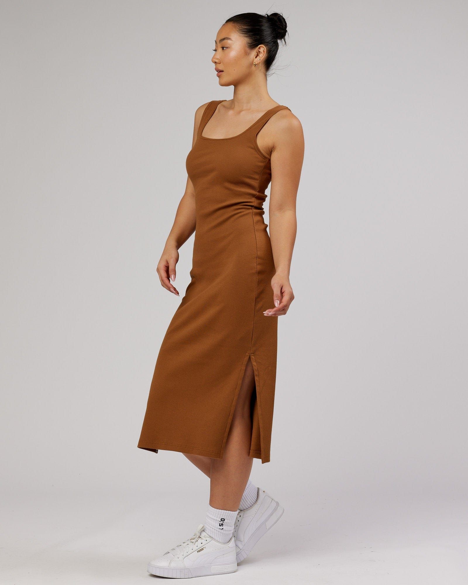 Ava Ribbed Tank Dress - Camel sold by LSKD product image thumbnail 4