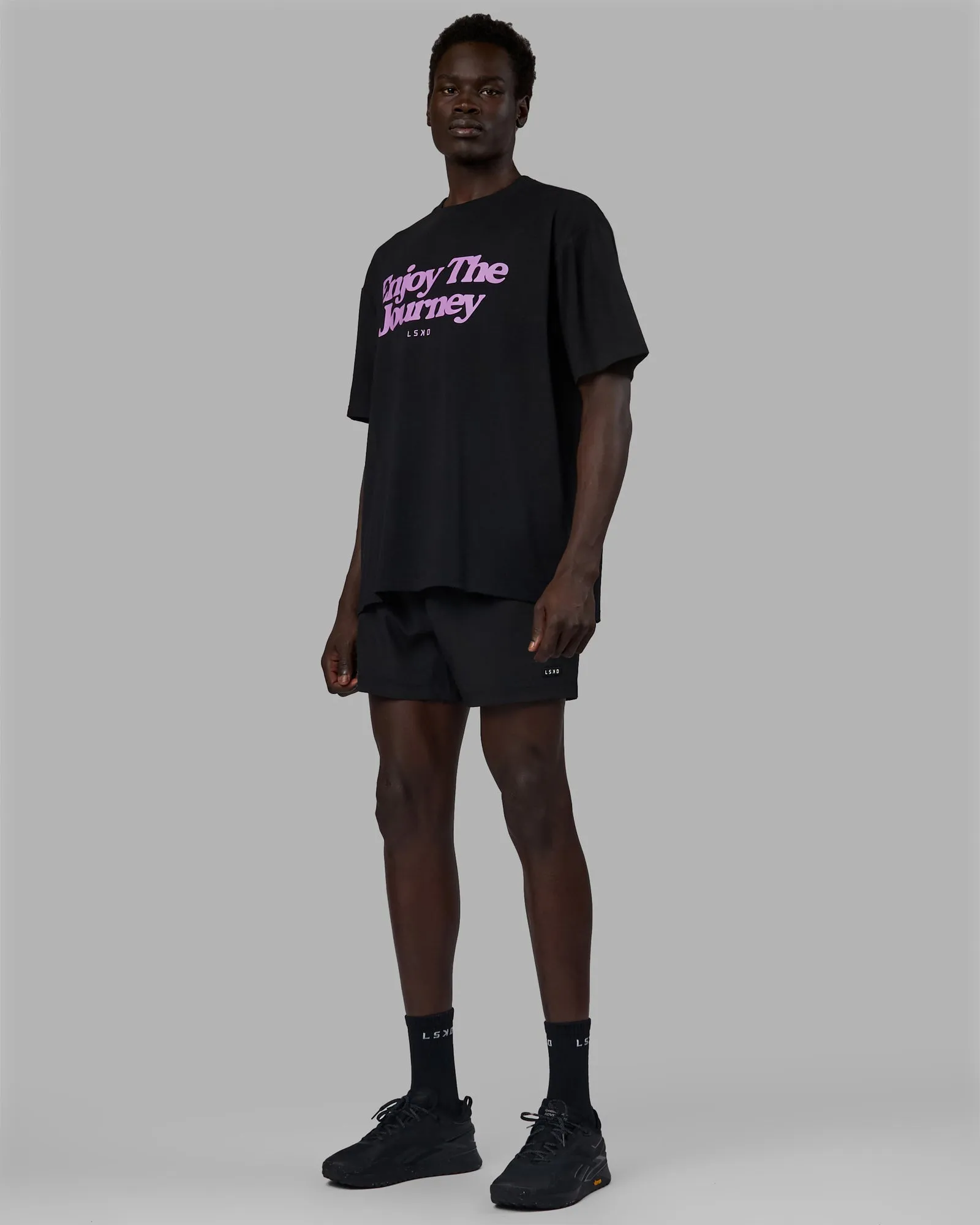 Unisex Enjoy The Journey FLXCotton Tee Oversize - Black-Light Violet sold by LSKD product image thumbnail 3