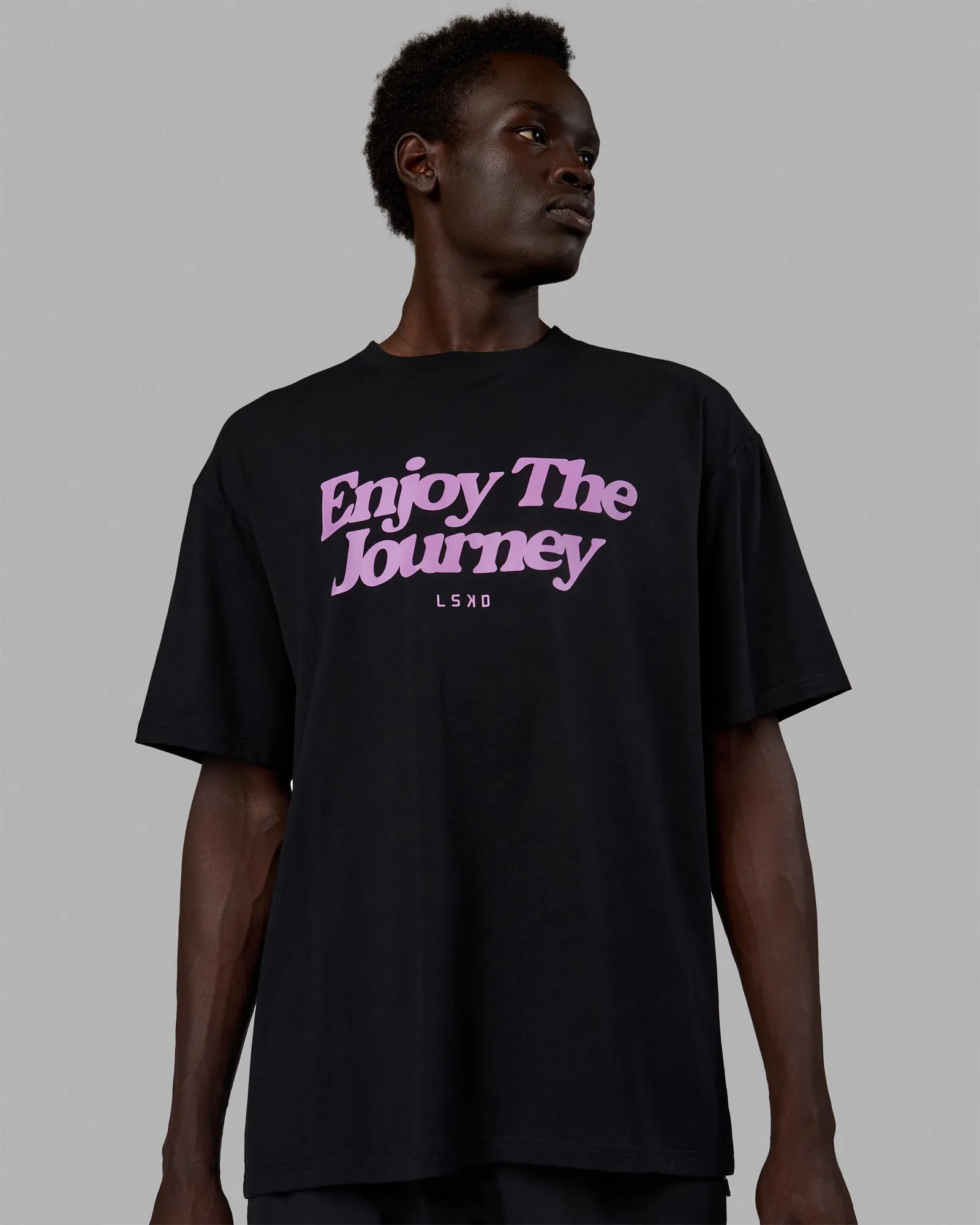 Unisex Enjoy The Journey FLXCotton Tee Oversize - Black-Light Violet sold by LSKD product image thumbnail 5