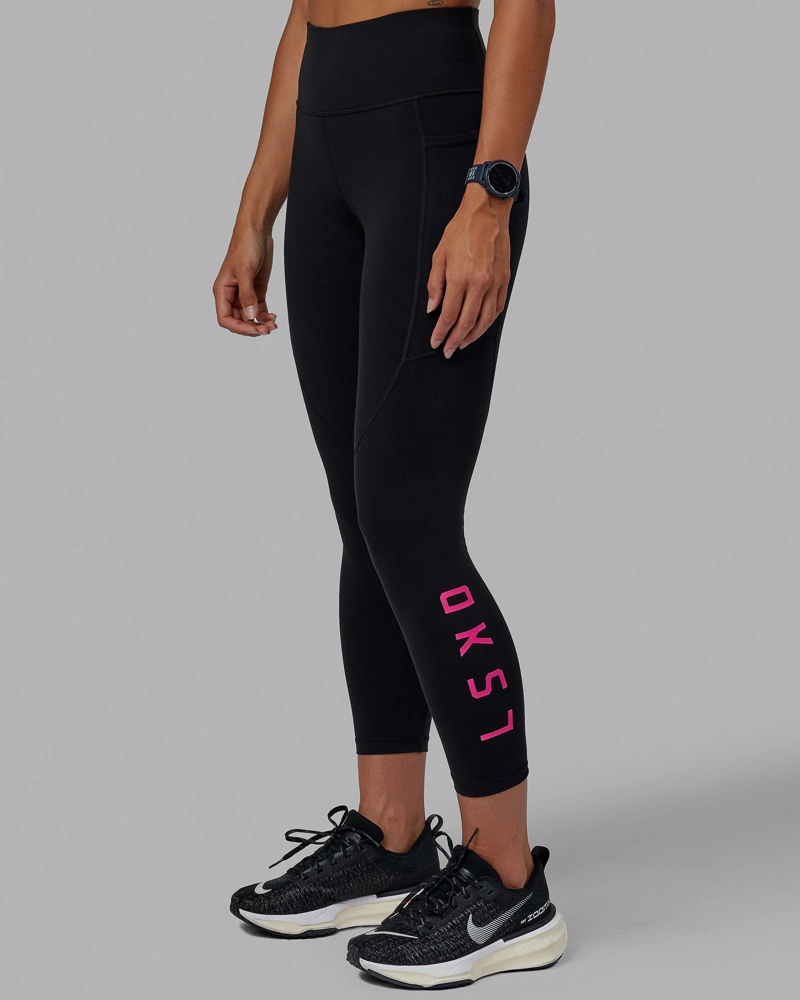 Rep 7/8 Length Tights - Black-Ultra Pink sold by LSKD product image thumbnail 2