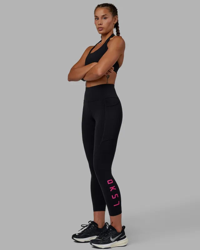 Rep 7/8 Length Tights - Black-Ultra Pink sold by LSKD