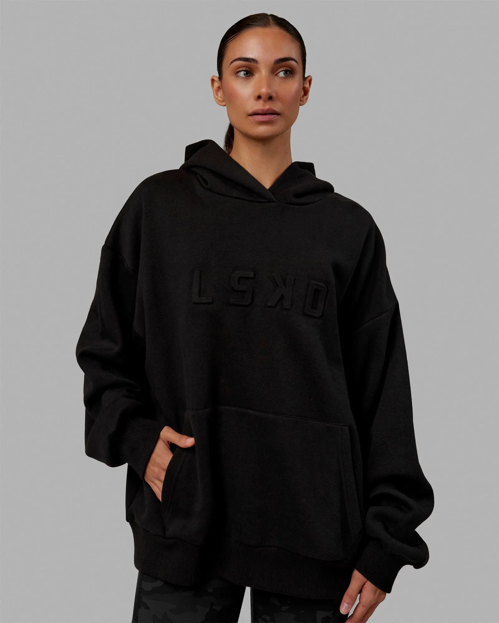 Unisex Stamped Hoodie Oversize - Black sold by LSKD product image thumbnail 3