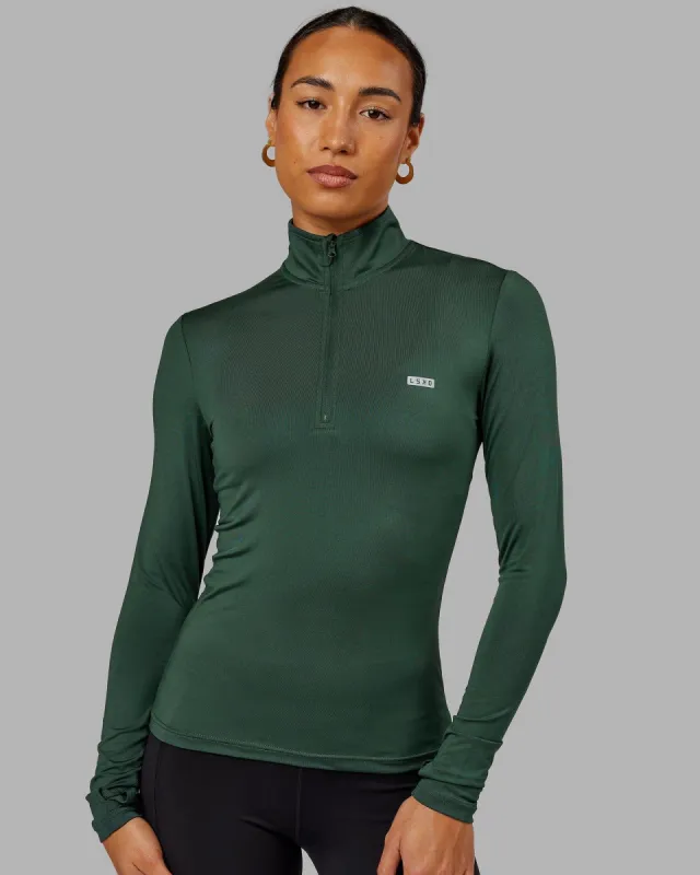 Streamlined 1/4 Zip Active LS Top - Vital Green sold by LSKD