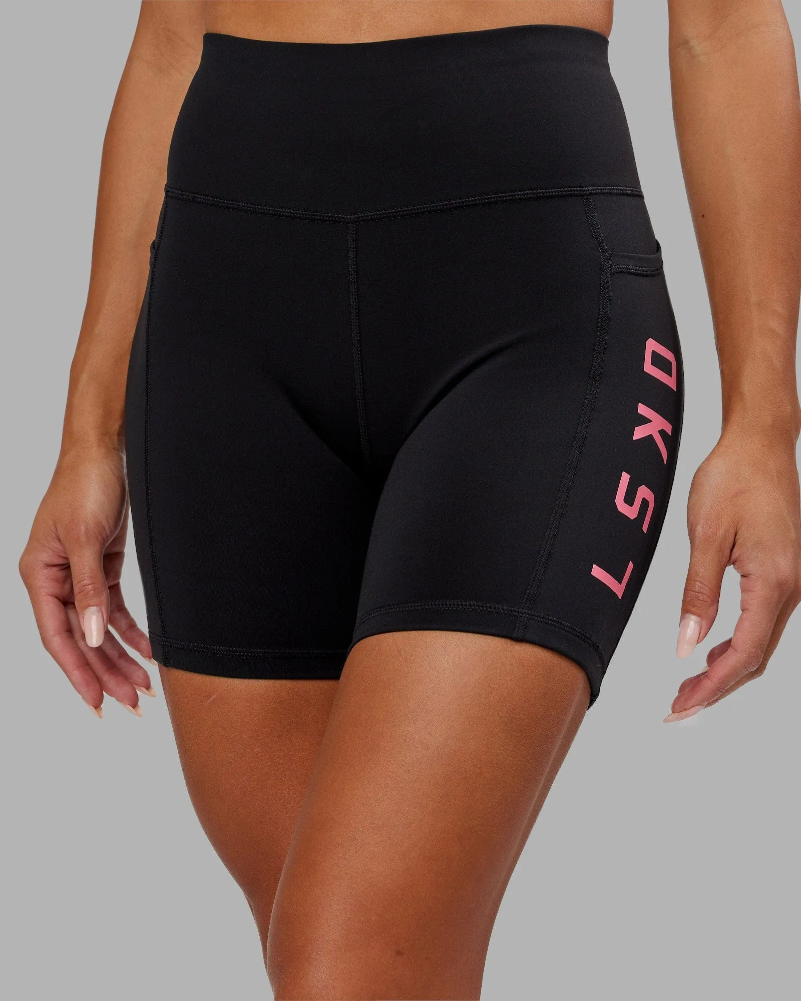 Rep Mid Short Tights - Black-Flamingo sold by LSKD product image thumbnail 4