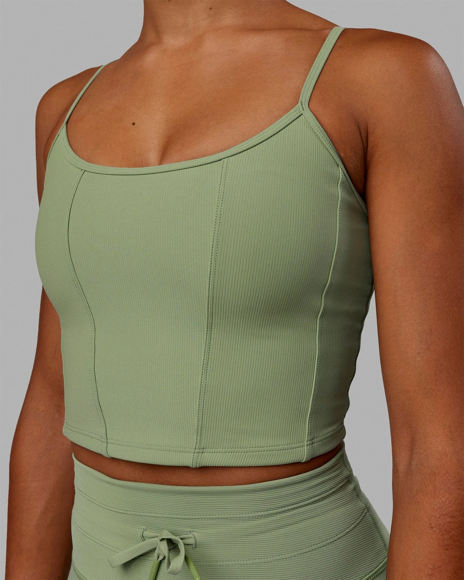 Resistance Ribbed Shelf Bra Performance Tank - Bayleaf sold by LSKD product image thumbnail 4