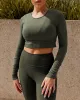 Ultra Soft Seamless Long Sleeve Top - Olive Fade sold by LSKD