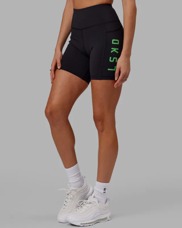 Rep Mid Short Tights - Black-Apple Mint sold by LSKD