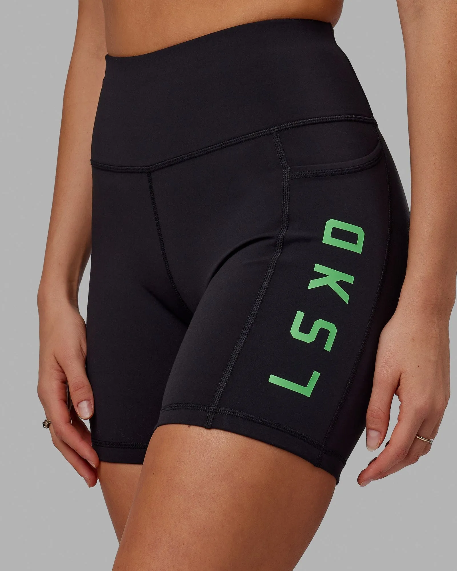 Rep Mid Short Tights - Black-Apple Mint sold by LSKD product image thumbnail 5