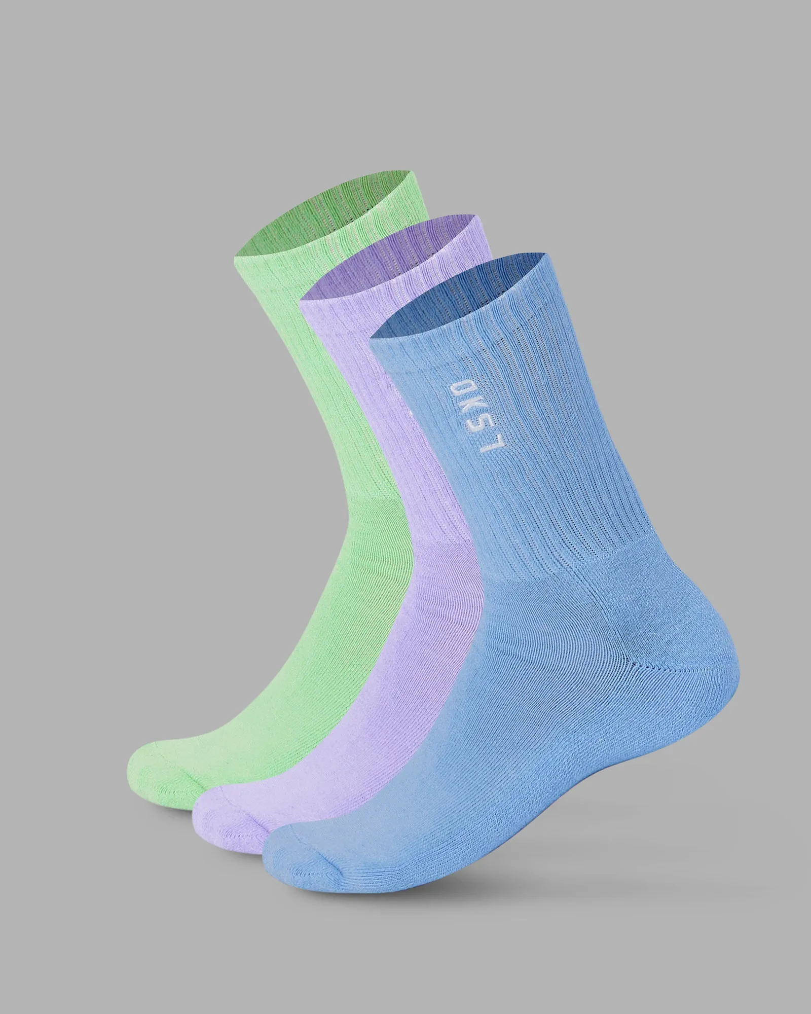 Signal Crew Socks 3 Pack - Cornflower Blue/Pale Lilac/Green Fig sold by LSKD