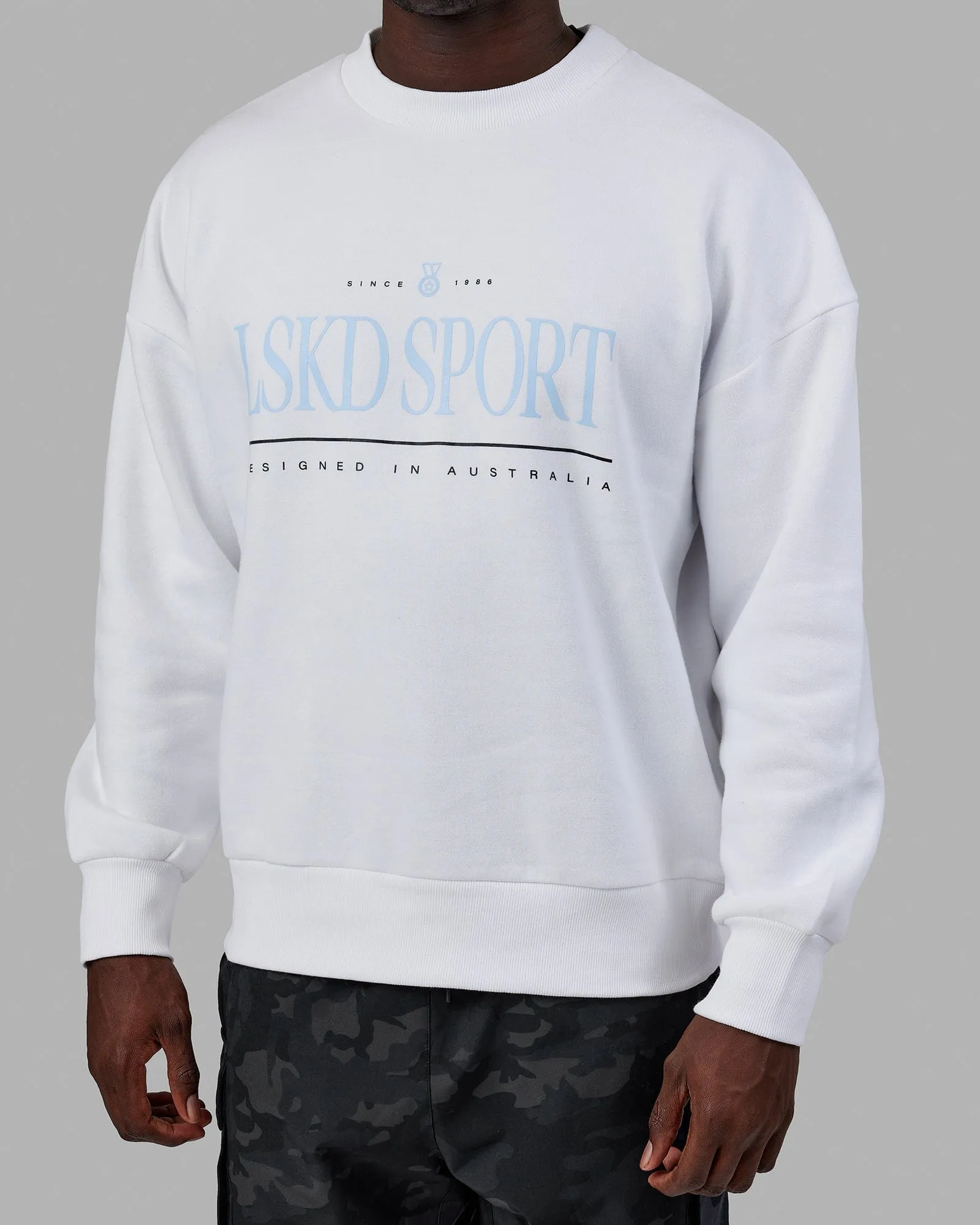 Unisex Heritage Sweater Oversize - White-Blue sold by LSKD product image thumbnail 2
