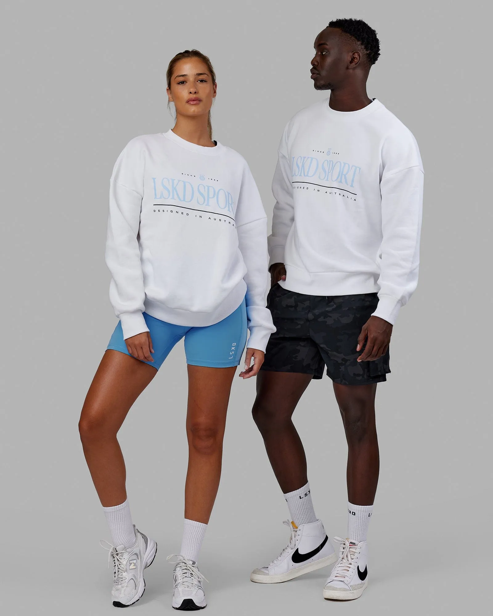 Unisex Heritage Sweater Oversize - White-Blue sold by LSKD