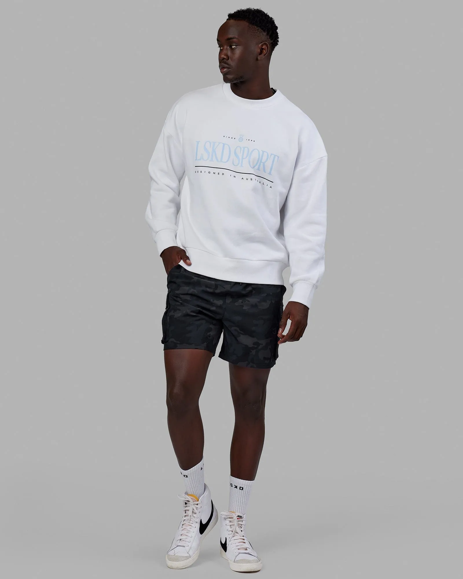 Unisex Heritage Sweater Oversize - White-Blue sold by LSKD product image thumbnail 5