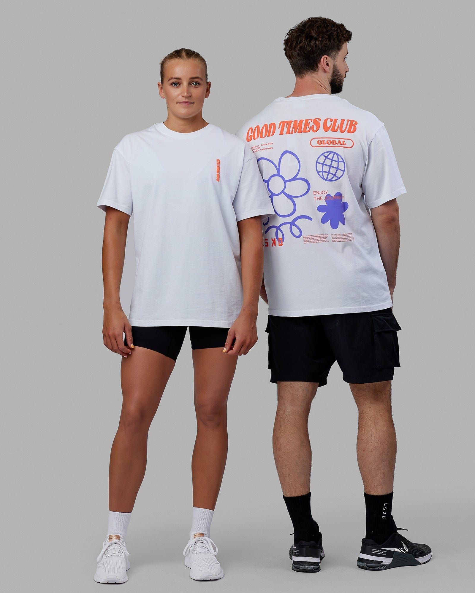 Unisex Good Times Global Heavyweight Tee Oversize - White-Red-Purple sold by LSKD product image thumbnail 4