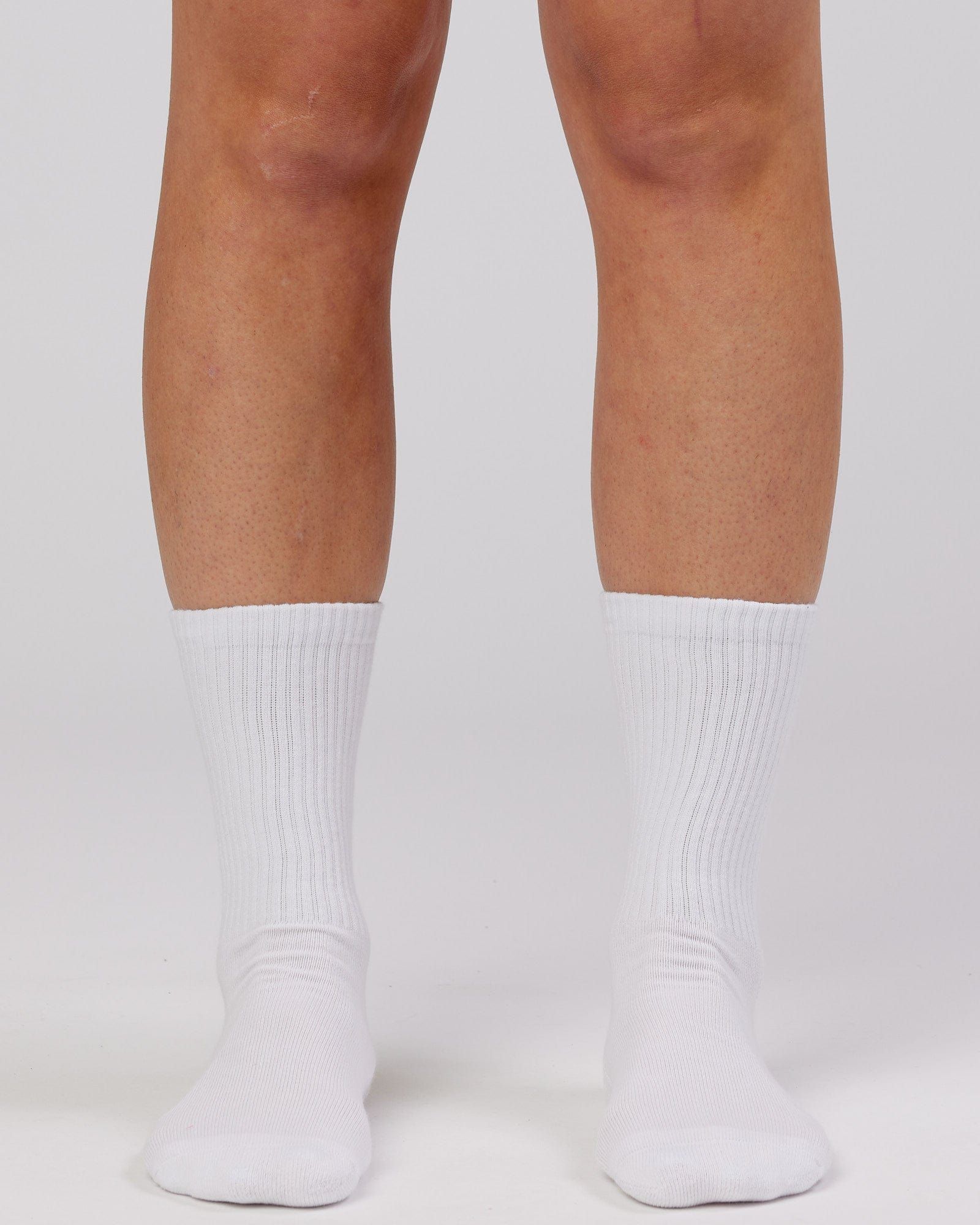 Essential 3 Pack Crew Socks - White sold by LSKD product image thumbnail 5