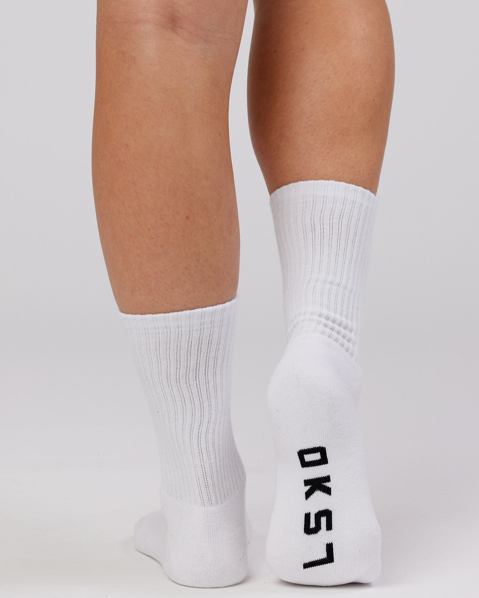 Essential 3 Pack Crew Socks - White sold by LSKD product image thumbnail 4