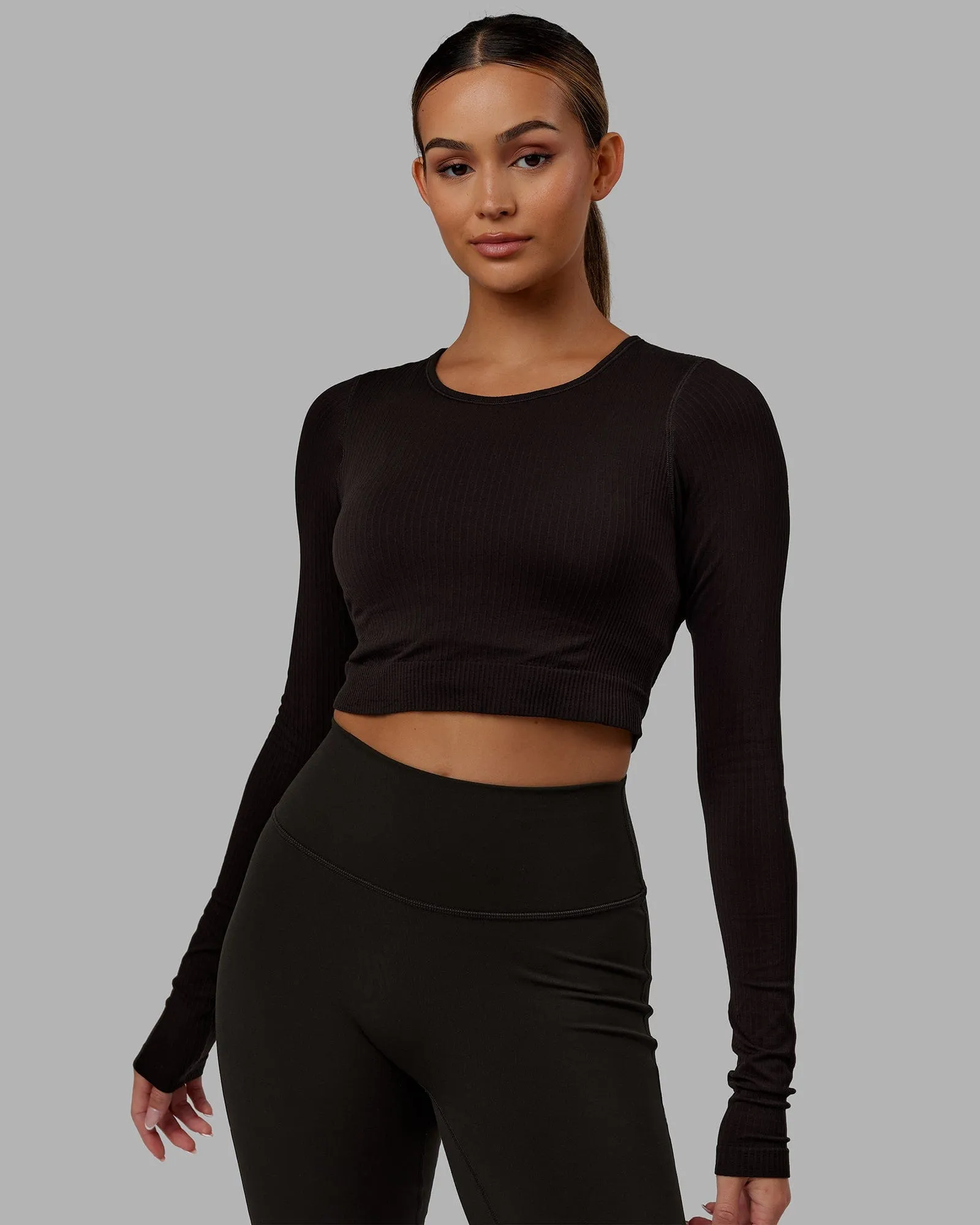 Ultra Soft Seamless Long Sleeve Top - Dark Walnut sold by LSKD product image thumbnail 2