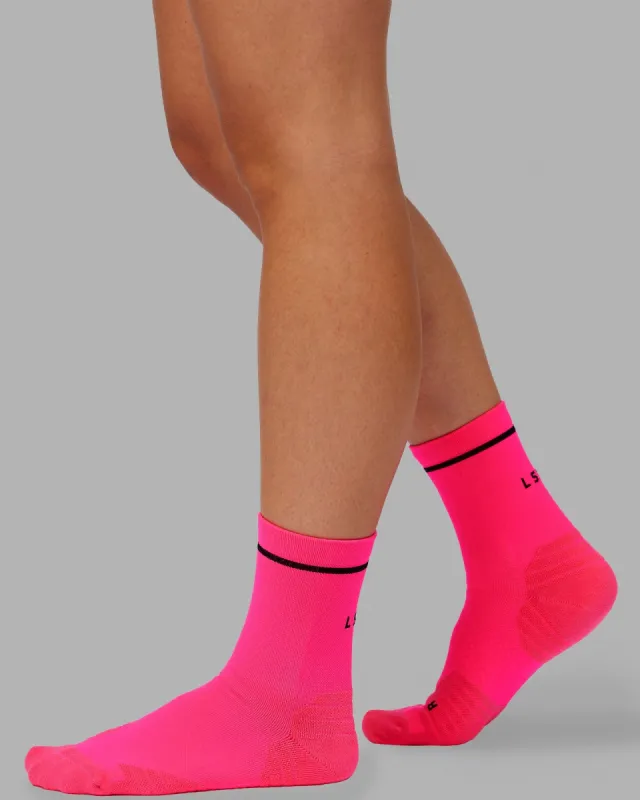 Fast Performance Quarter Socks - Neon Pink-Black sold by LSKD