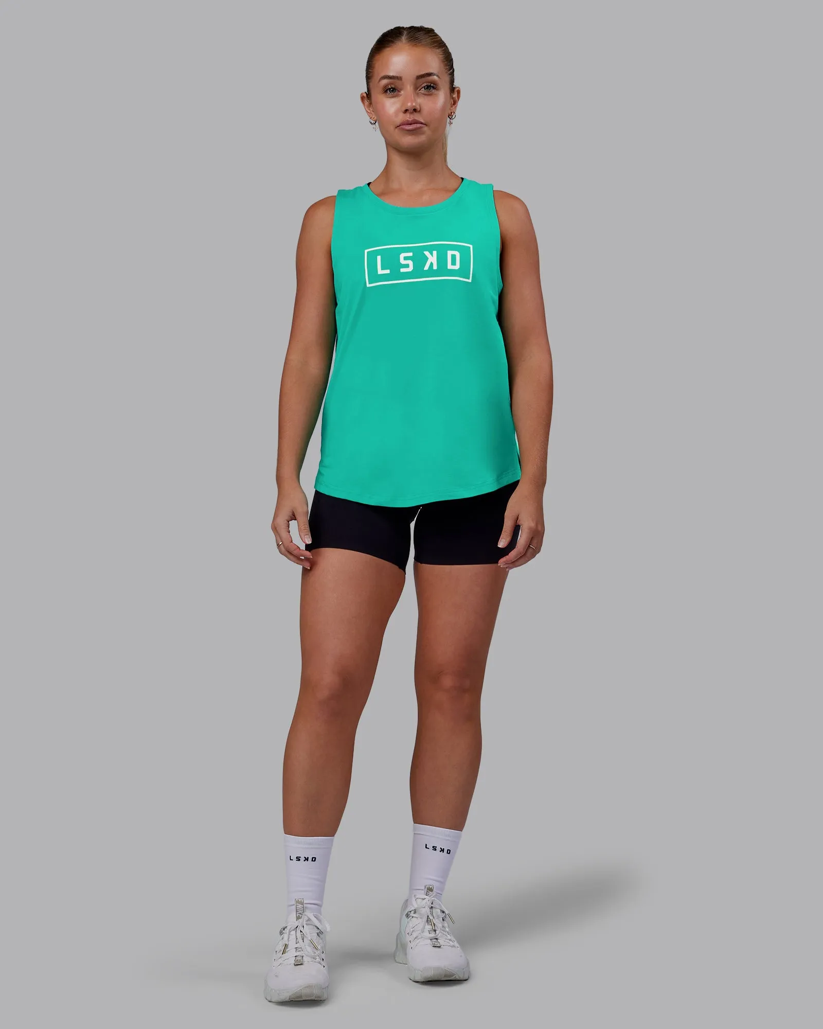 Luna FLXCotton Longline Tank - Atlantis-White sold by LSKD product image thumbnail 5