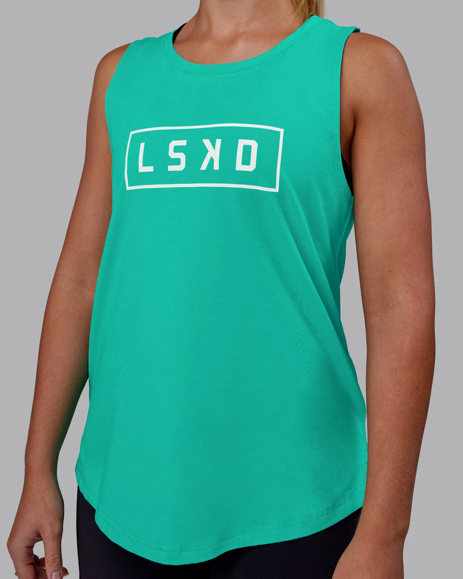 Luna FLXCotton Longline Tank - Atlantis-White sold by LSKD product image thumbnail 3