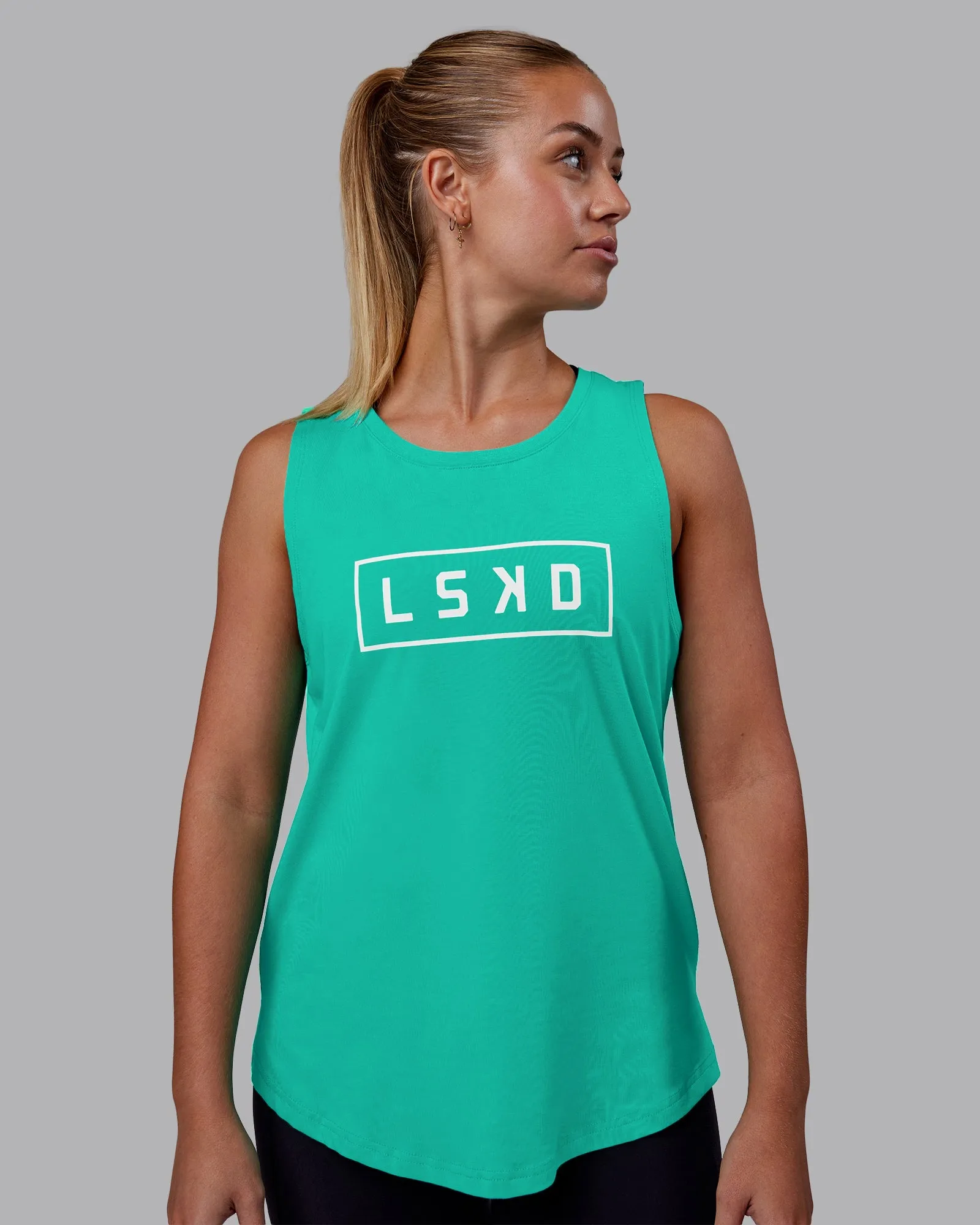 Luna FLXCotton Longline Tank - Atlantis-White sold by LSKD