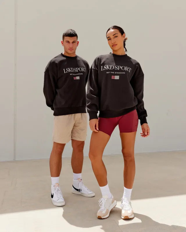 Unisex Flag Sweater Oversize - Dark Walnut sold by LSKD
