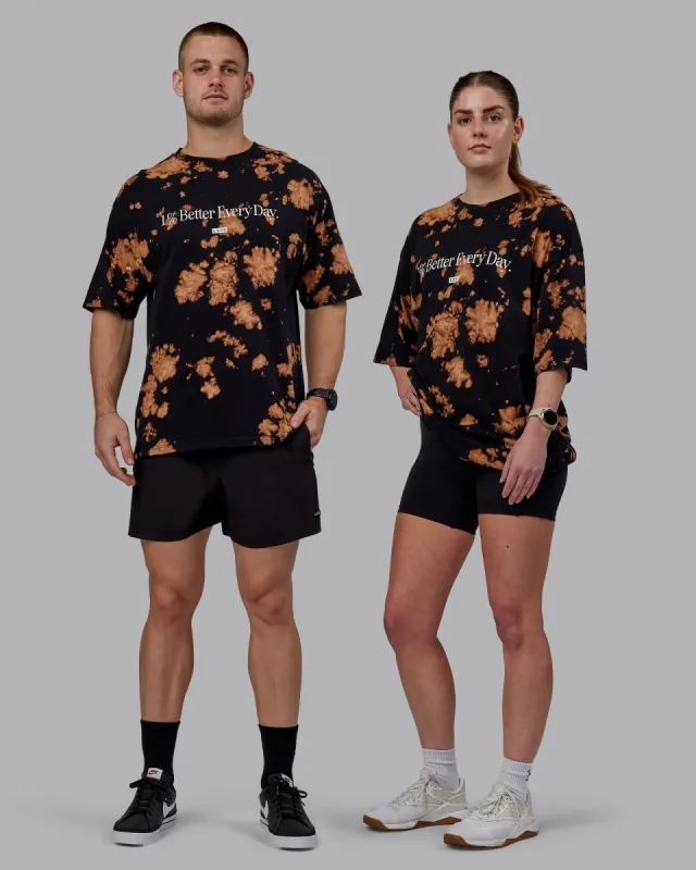 1% Better Heavyweight Oversize Tee - Black-Bleach Tie Dye sold by LSKD