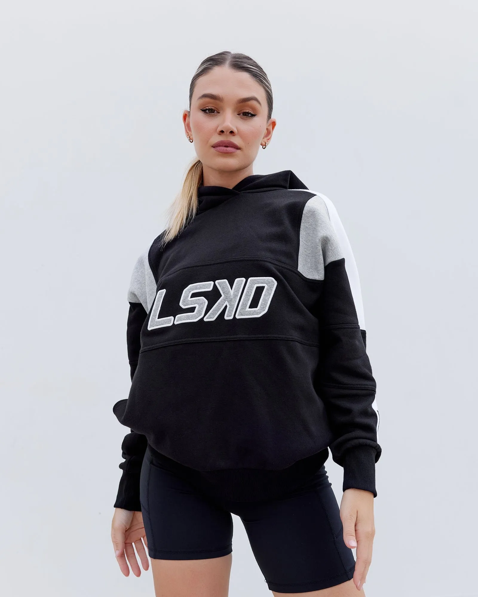 Unisex Slam Hoodie Oversize - Black-Lt Grey Marl sold by LSKD product image thumbnail 5