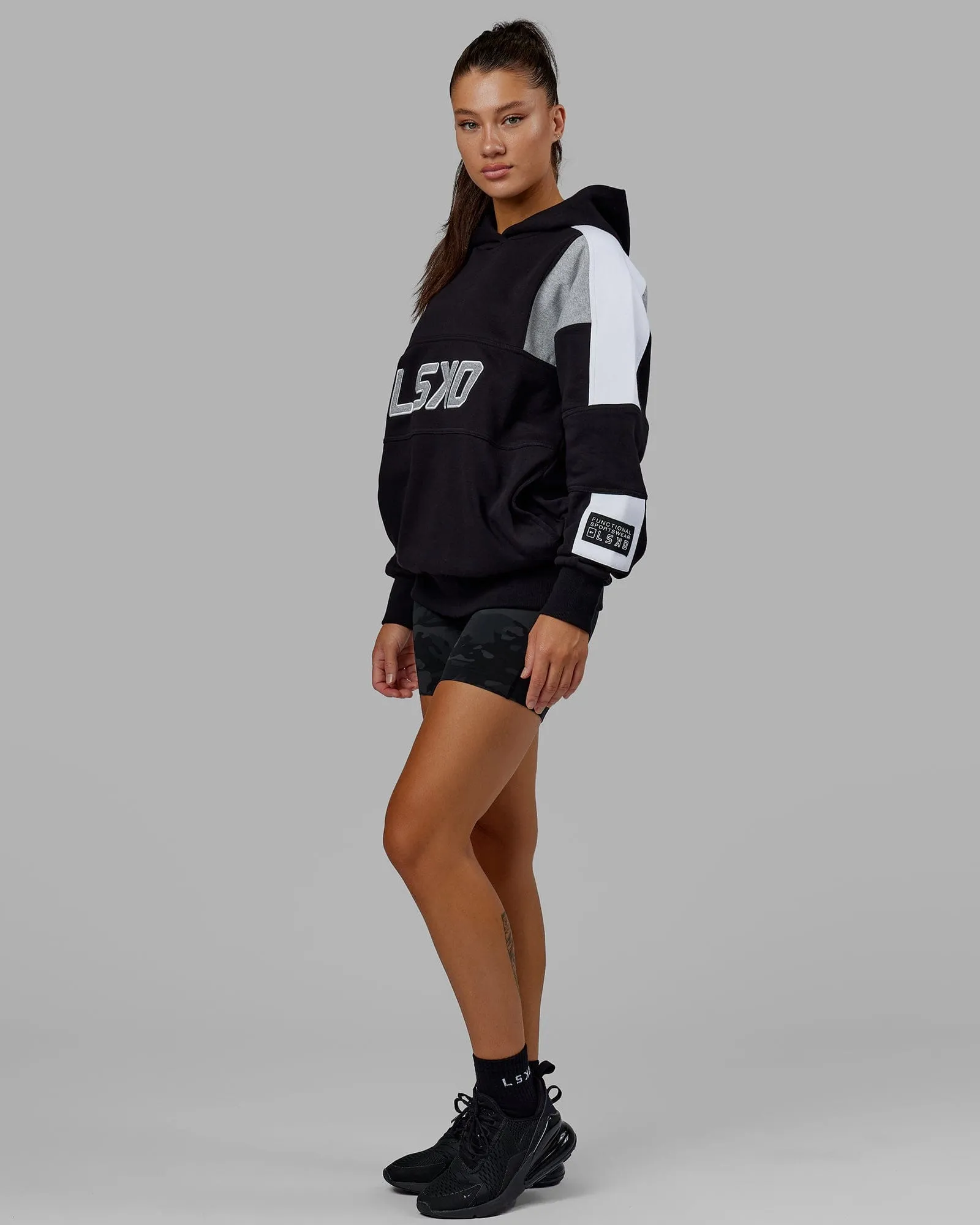 Unisex Slam Hoodie Oversize - Black-Lt Grey Marl sold by LSKD product image thumbnail 3