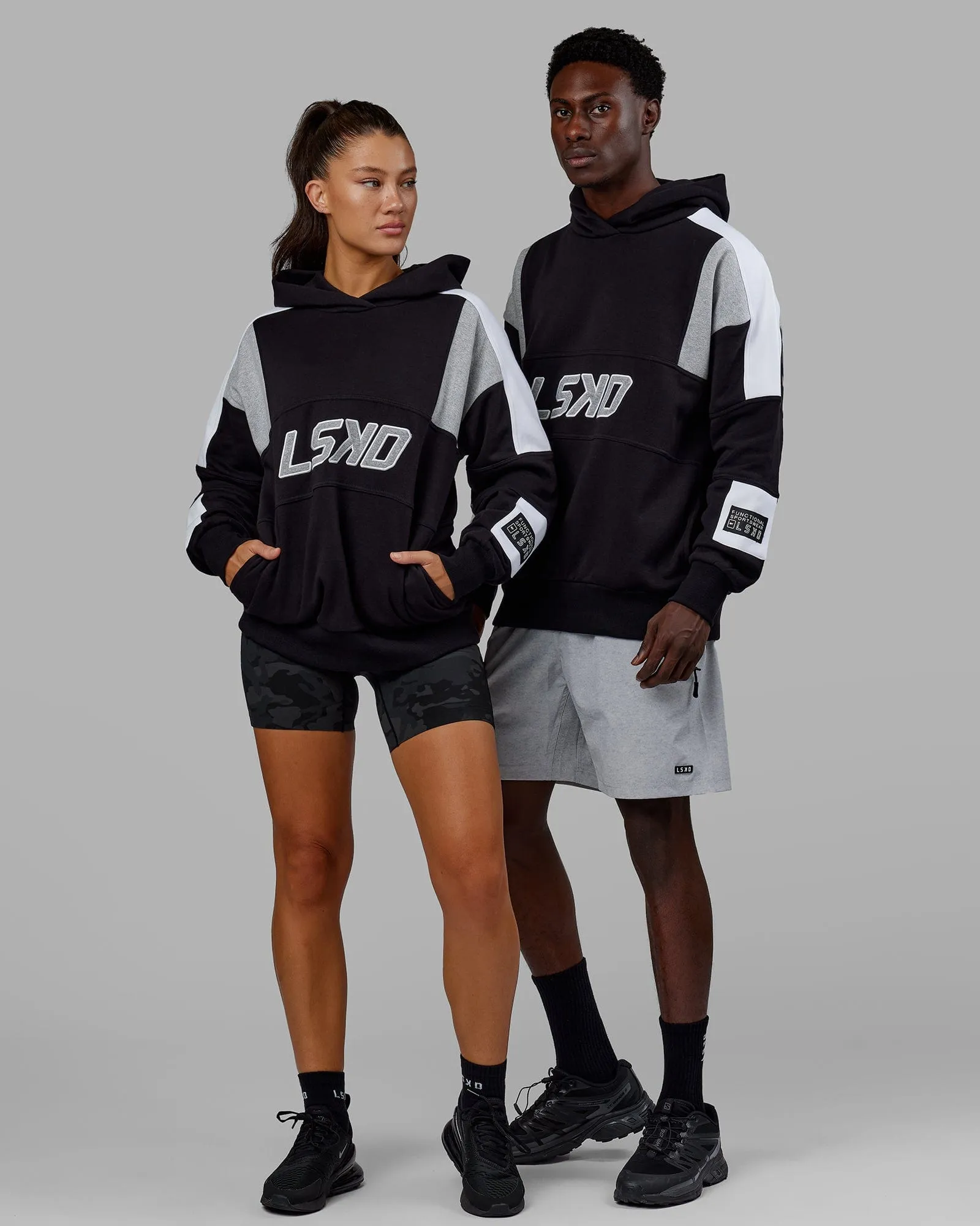 Unisex Slam Hoodie Oversize - Black-Lt Grey Marl sold by LSKD product image thumbnail 2