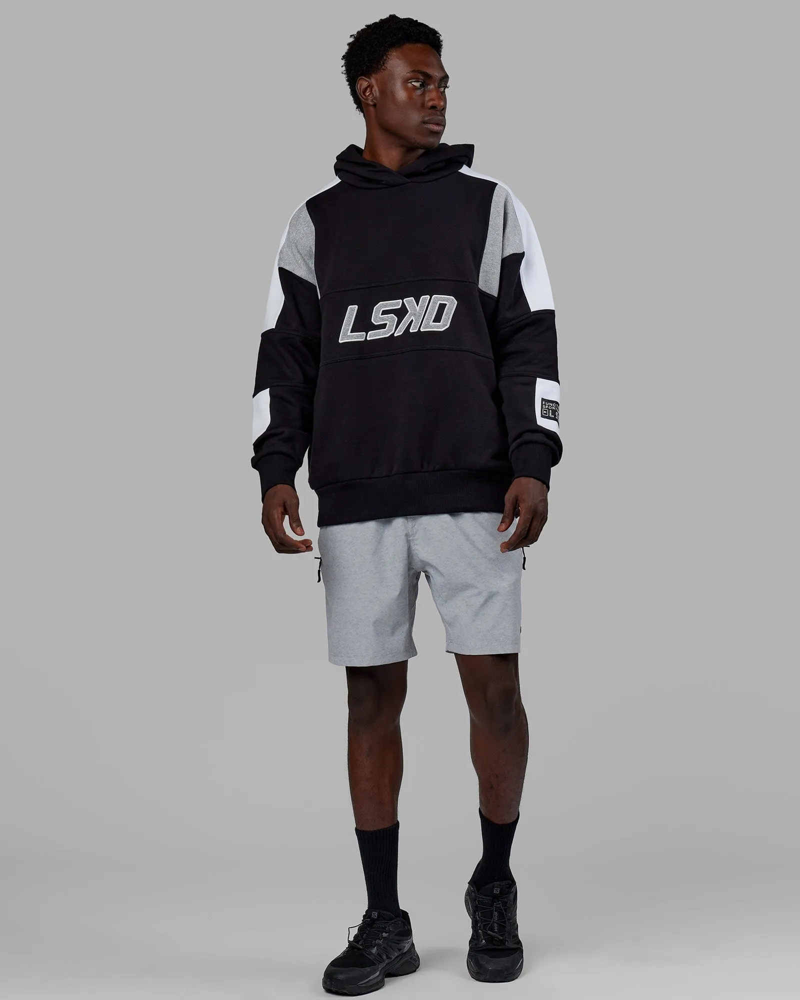 Unisex Slam Hoodie Oversize - Black-Lt Grey Marl sold by LSKD product image thumbnail 4
