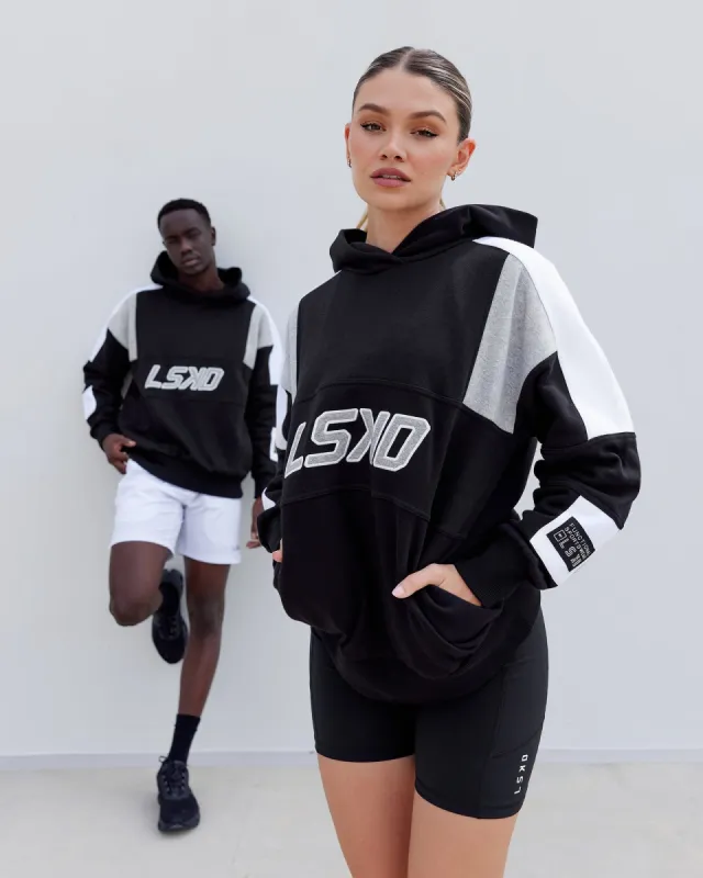 Unisex Slam Hoodie Oversize - Black-Lt Grey Marl sold by LSKD