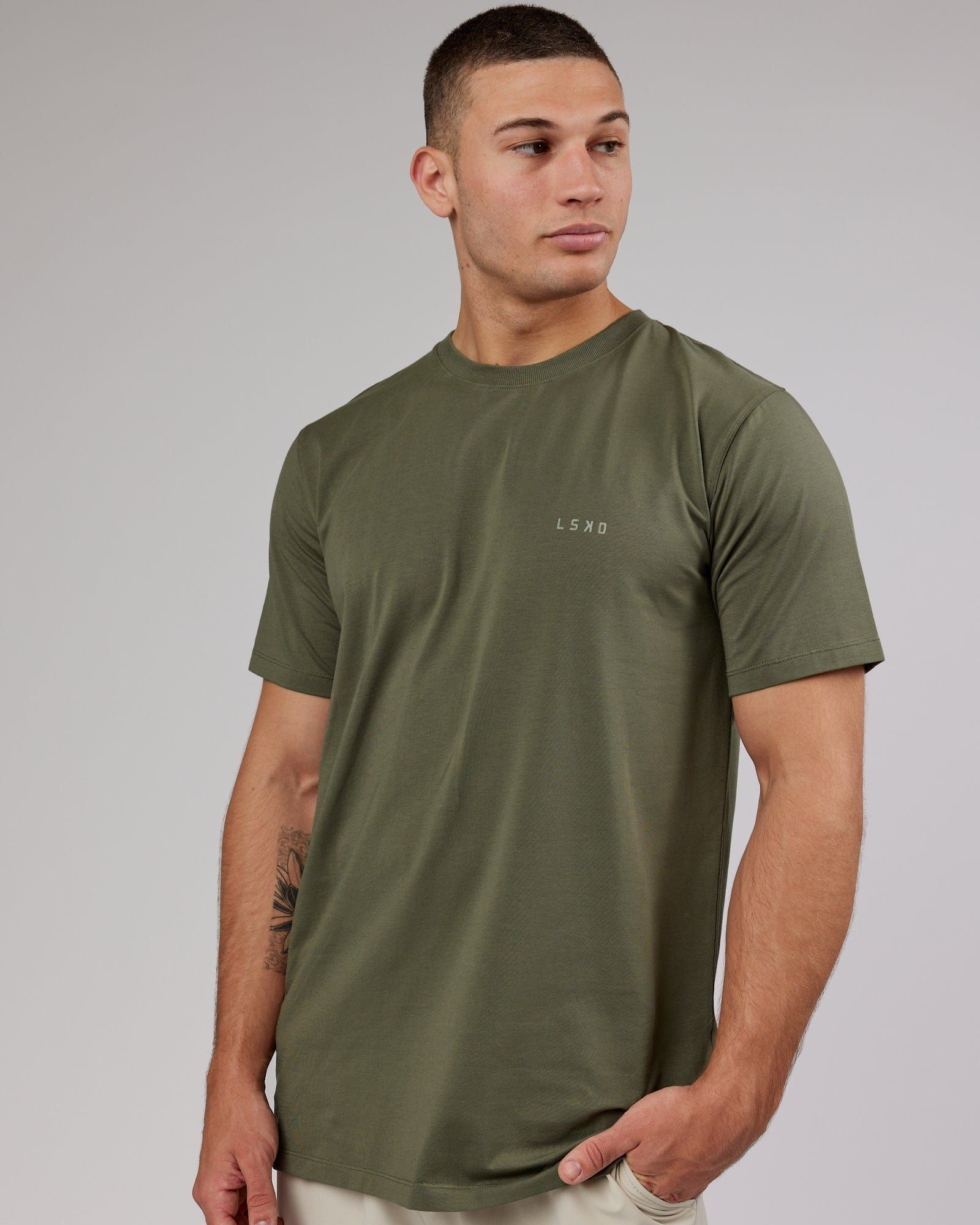 Deluxe PimaFLX Tee - Olive Fade sold by LSKD