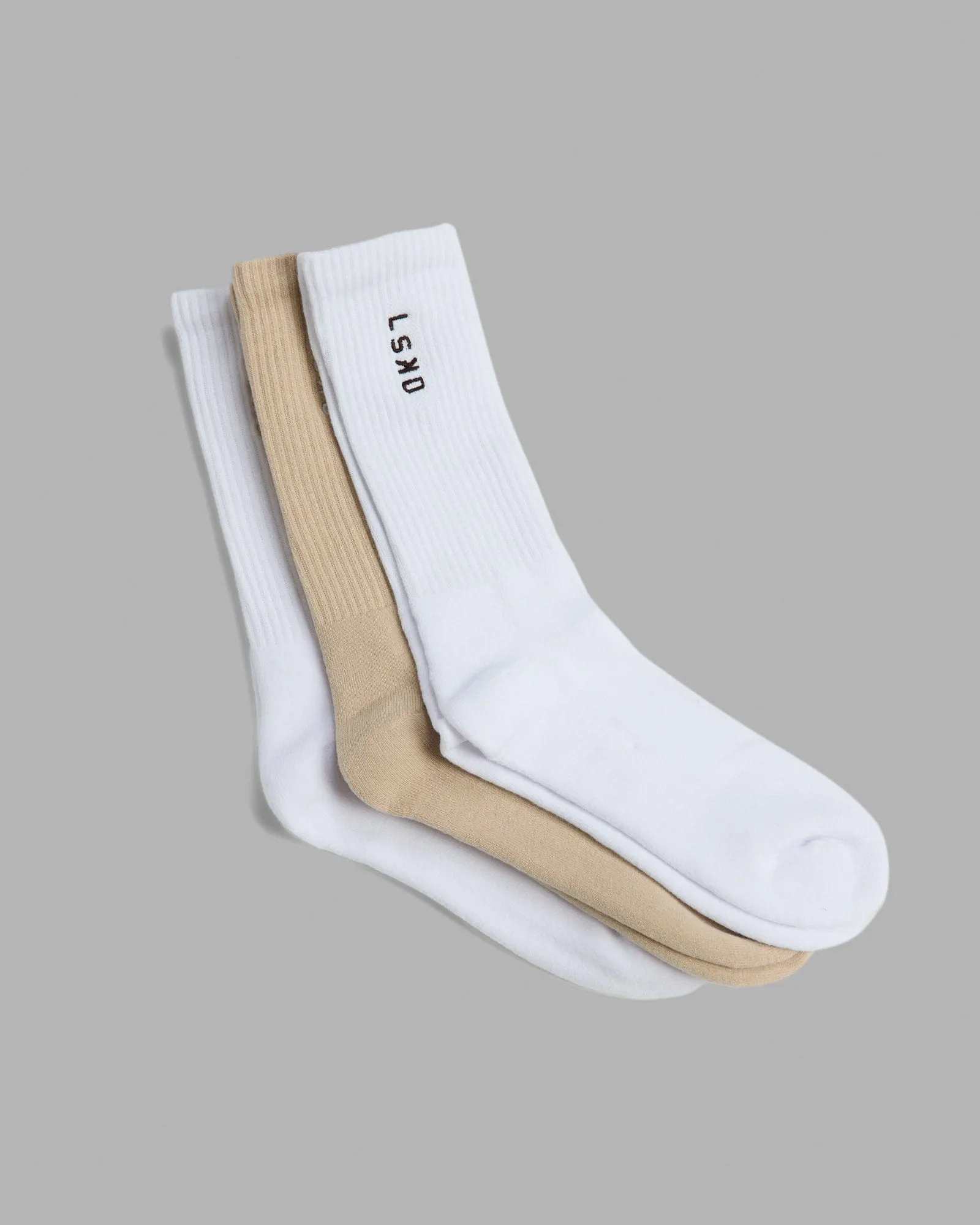 Signal Crew Socks 3 Pack - White-Shale Beige sold by LSKD product image thumbnail 5