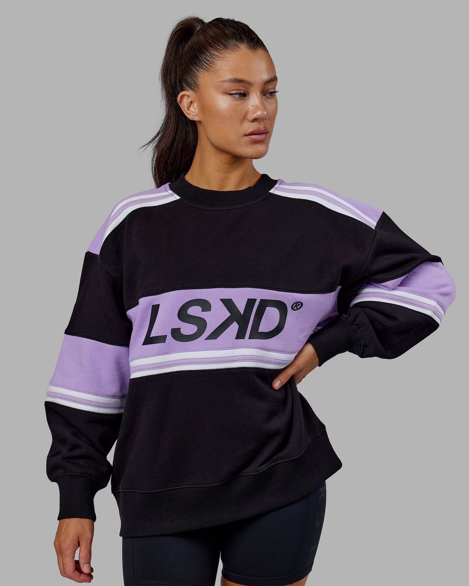Unisex A-Team Sweater Oversize - Black-Pale Lilac sold by LSKD product image thumbnail 2