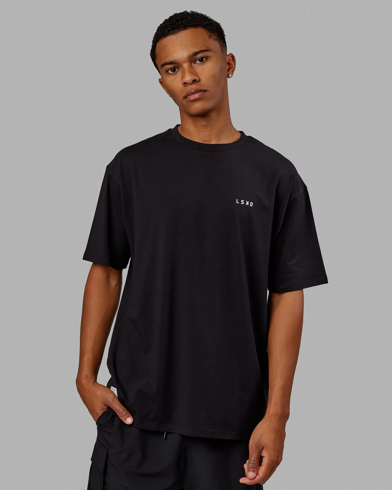 Unisex VS4 FLXCotton Tee Oversize - Black-White sold by LSKD product image thumbnail 5