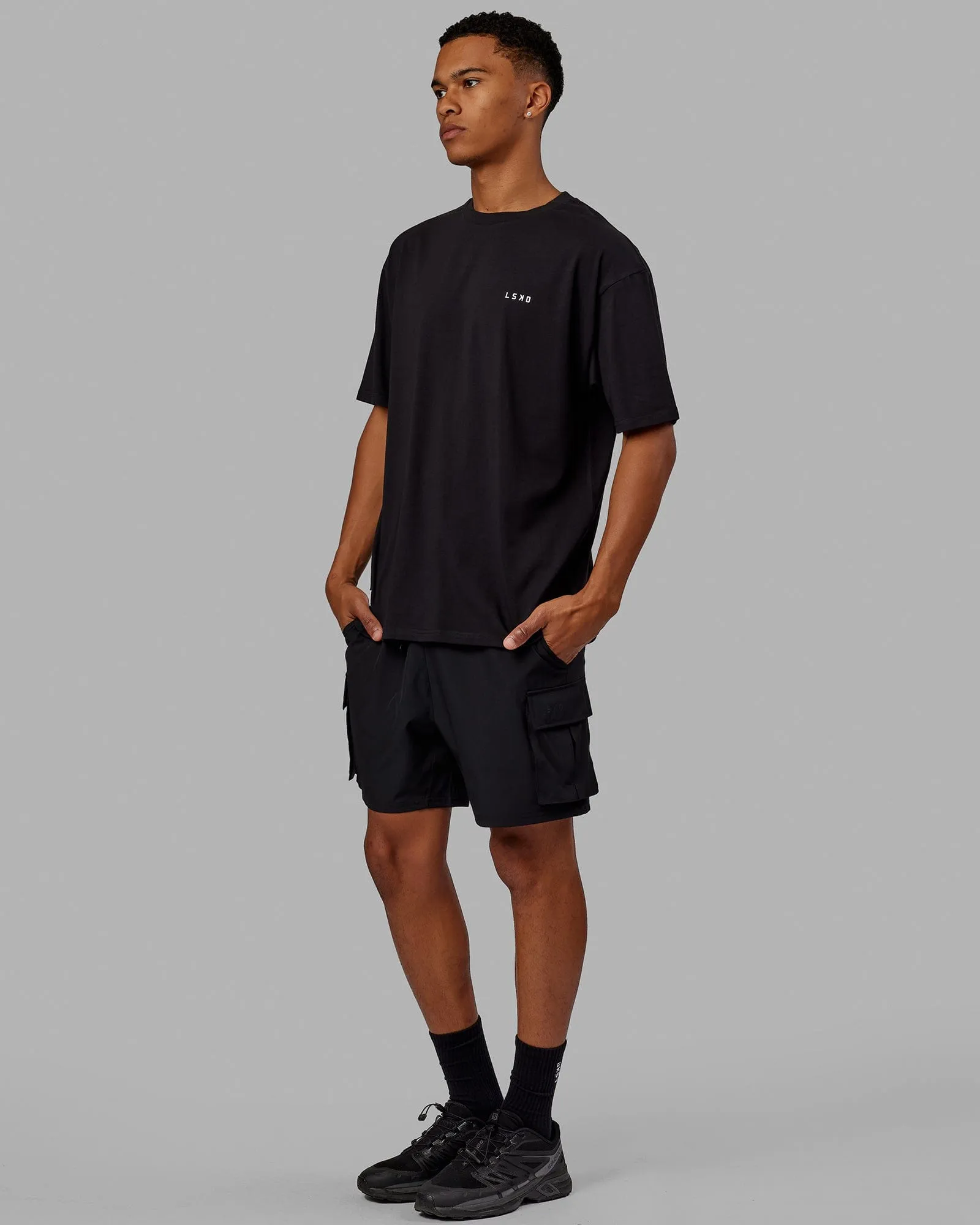 Unisex VS4 FLXCotton Tee Oversize - Black-White sold by LSKD product image thumbnail 4