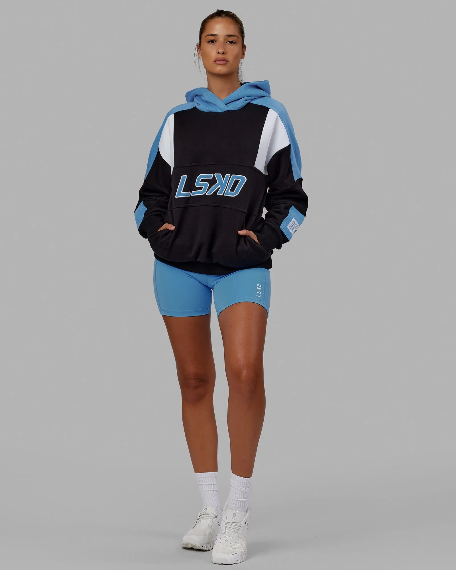 Unisex Slam Hoodie Oversize - Black-Azure Blue sold by LSKD product image thumbnail 5