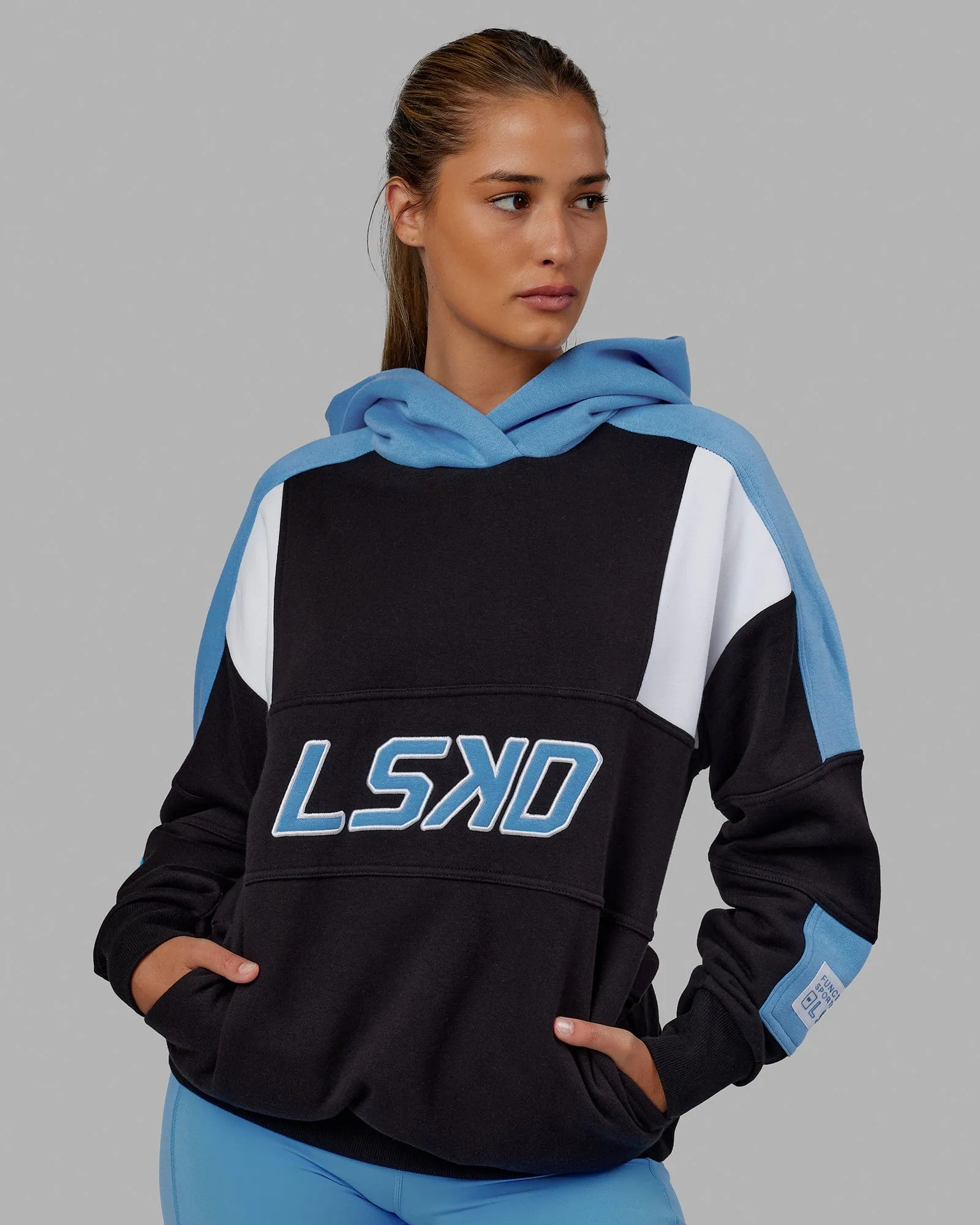 Unisex Slam Hoodie Oversize - Black-Azure Blue sold by LSKD product image thumbnail 3