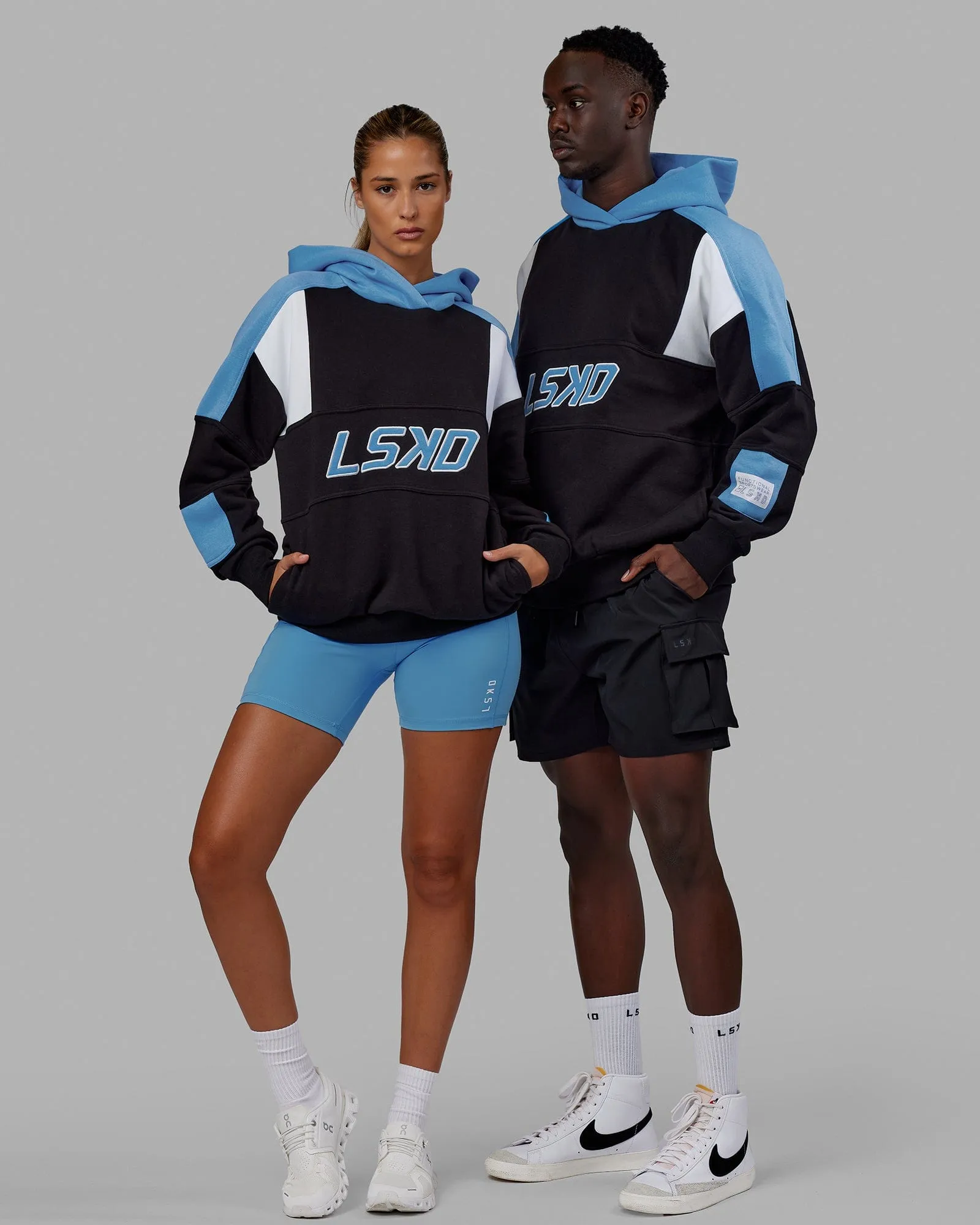 Unisex Slam Hoodie Oversize - Black-Azure Blue sold by LSKD