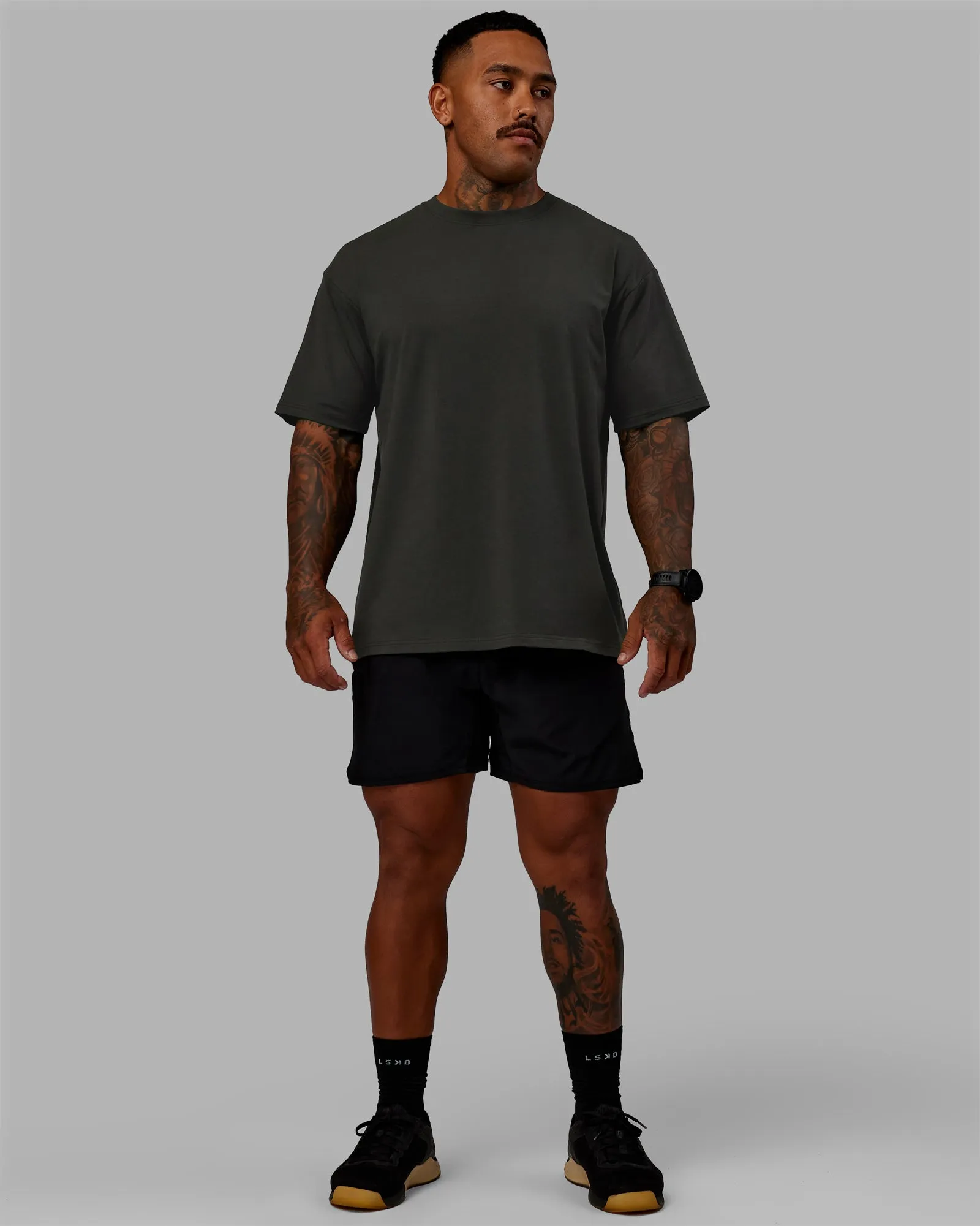 Unisex Lifting Club FLXCotton Tee Oversize - Pirate Black-Off White sold by LSKD product image thumbnail 5