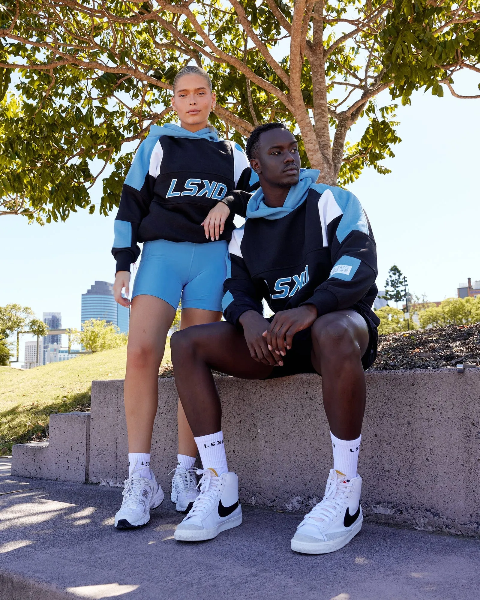 Unisex Slam Hoodie Oversize - Black-Azure Blue sold by LSKD product image thumbnail 2